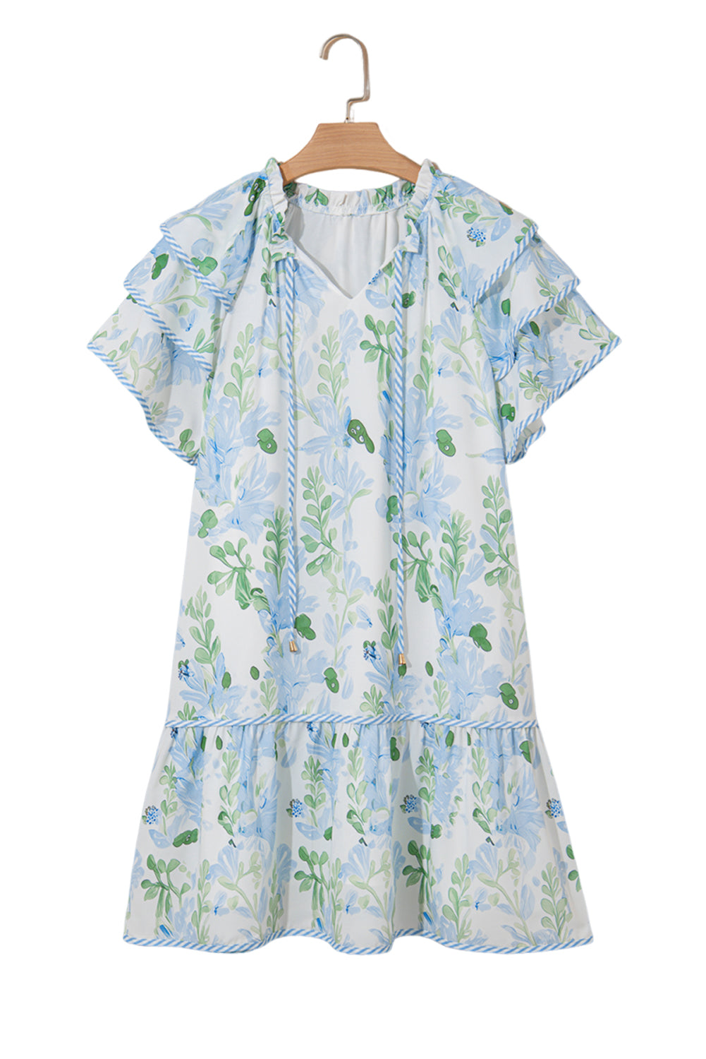 Orange Floral Contrast Edge Layered Short Sleeve Mini Dress-TOPS / DRESSES-[Adult]-[Female]-2022 Online Blue Zone Planet