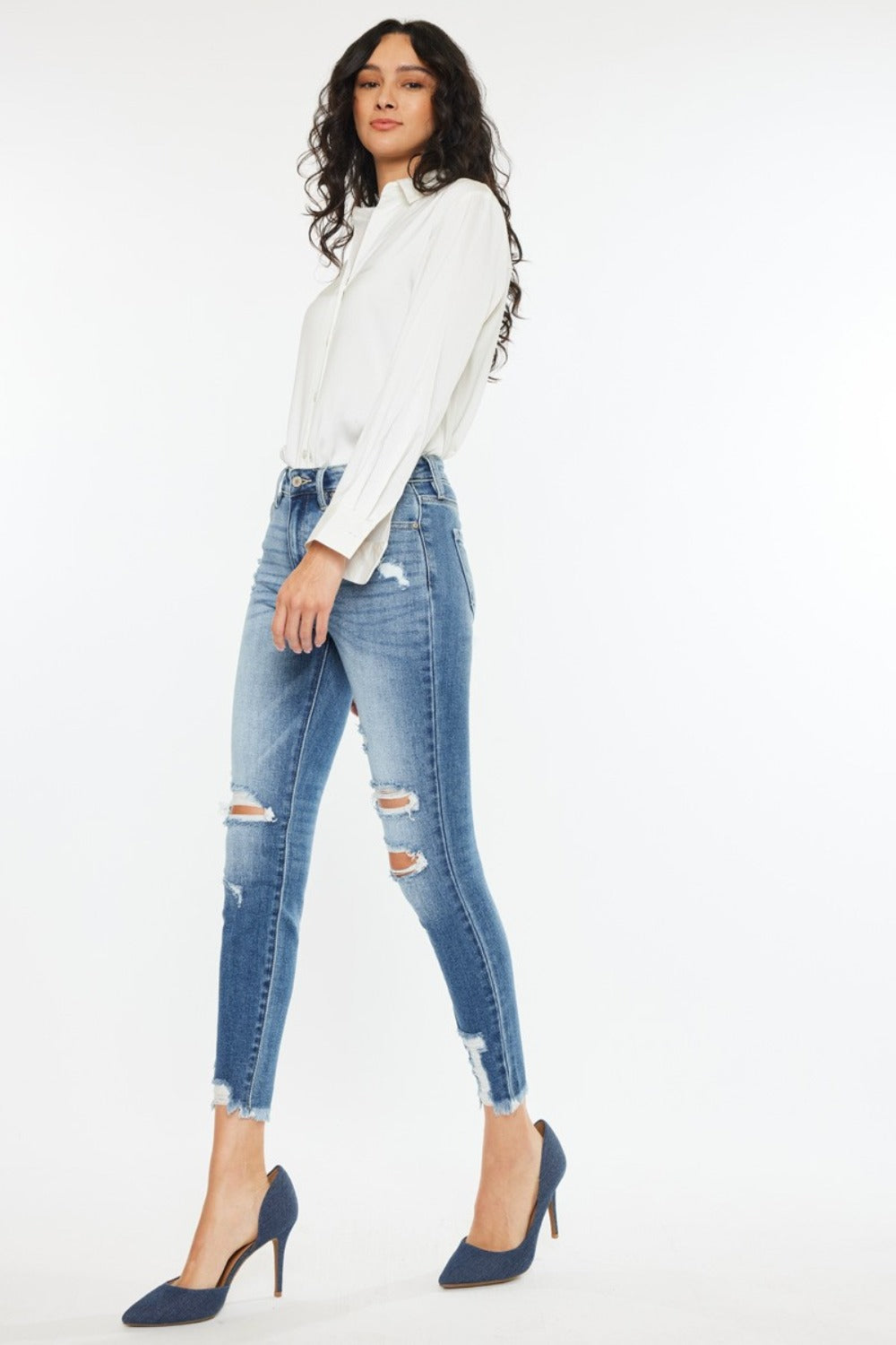 Blue Zone Planet | Kancan High Rise Frayed Ankle Skinny Jeans-TOPS / DRESSES-[Adult]-[Female]-2022 Online Blue Zone Planet