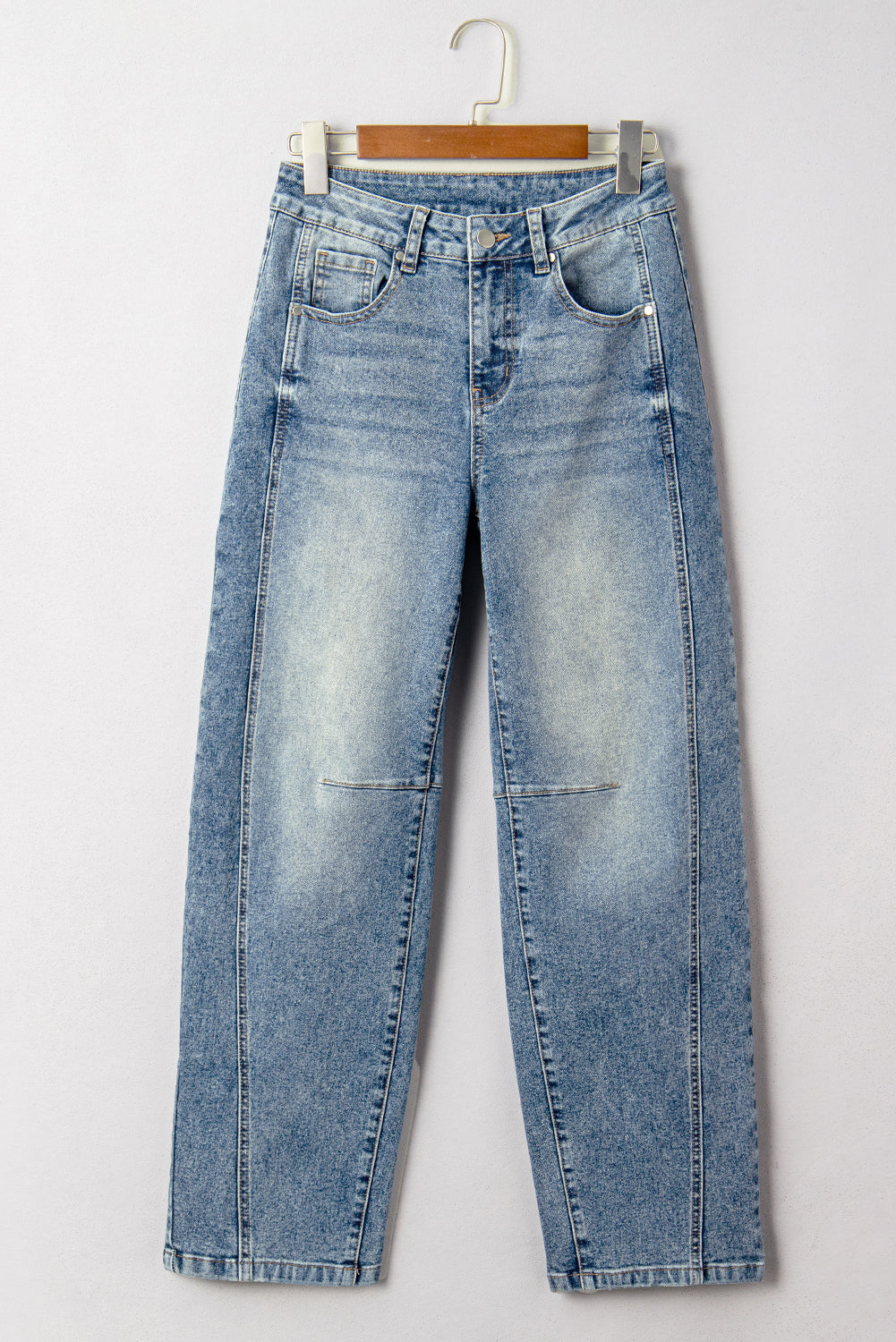 Dusk Blue Vintage Washed Seam Detail Shift Jeans-Bottoms/Jeans-[Adult]-[Female]-2022 Online Blue Zone Planet