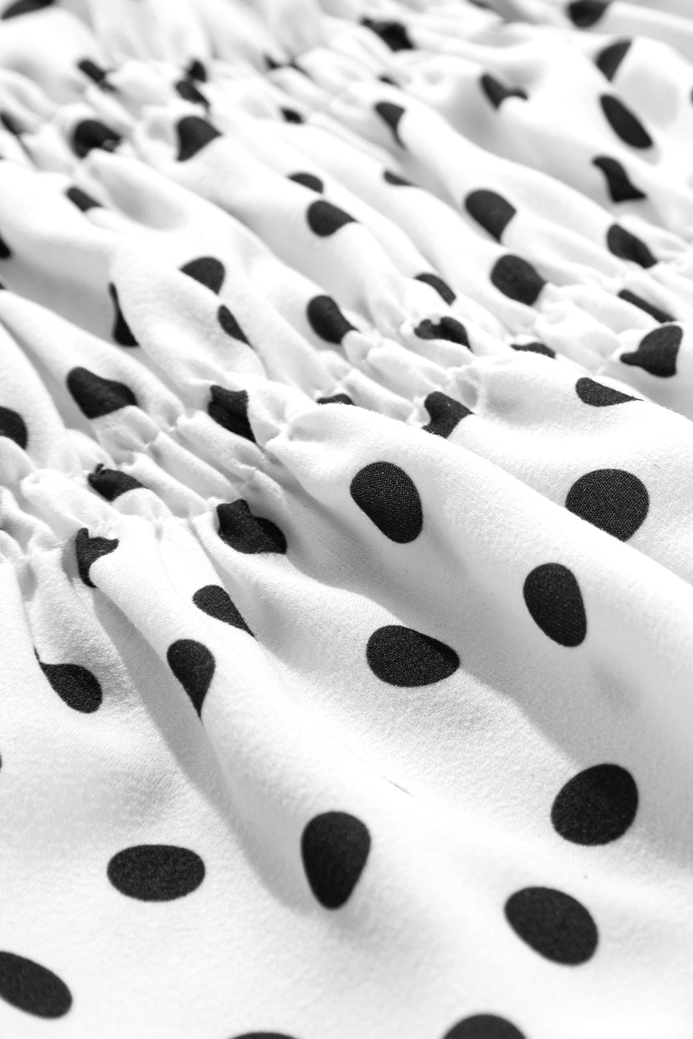 Black Polka Dot Puff Sleeve Bow Square Neck Peplum Top-Tops/Blouses & Shirts-[Adult]-[Female]-2022 Online Blue Zone Planet