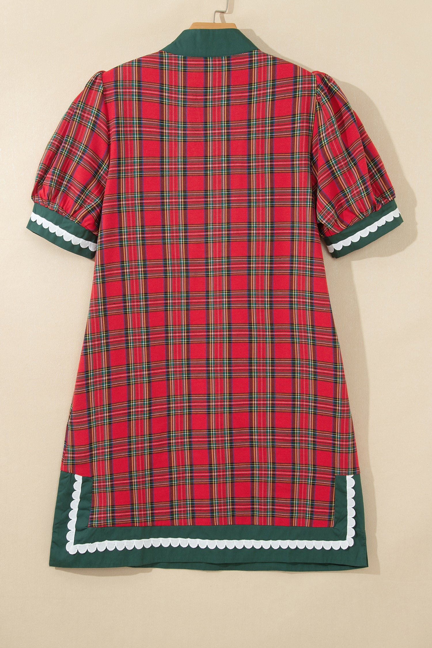 Red Plaid Mini Mini Shift Style Short Sleeve Dress-TOPS / DRESSES-[Adult]-[Female]-2022 Online Blue Zone Planet