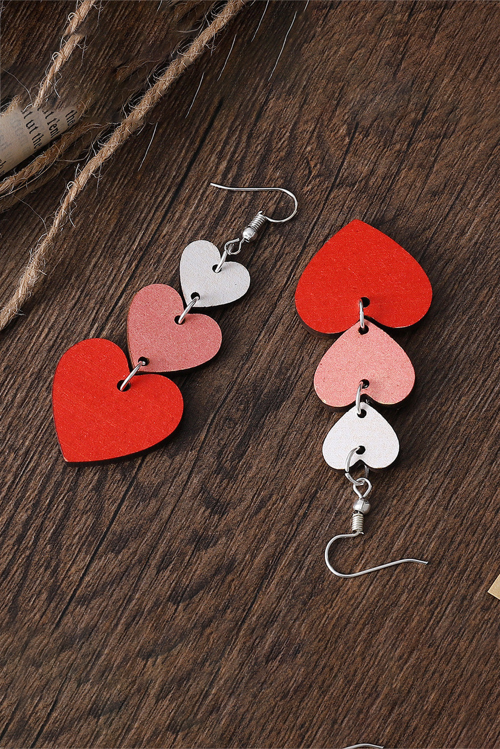 Blue Zone Planet | Red Valentines Day Heart Shaped Tiered Dangle Earring-Earrings-[Adult]-[Female]-Red-ONE SIZE-2022 Online Blue Zone Planet