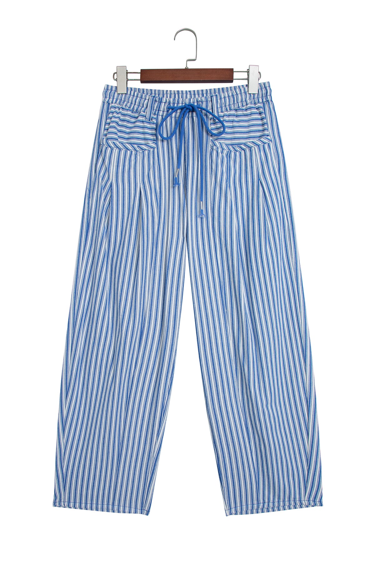 Blue Stripe Drawstring Casual Loose Pants-Bottoms/Pants & Culotte-[Adult]-[Female]-2022 Online Blue Zone Planet