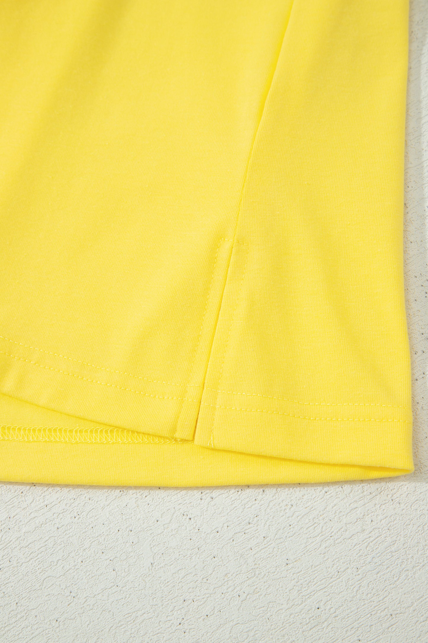 Yellow Solid Color V Neck Short Puff Sleeve Blouse-Tops/Blouses & Shirts-[Adult]-[Female]-2022 Online Blue Zone Planet