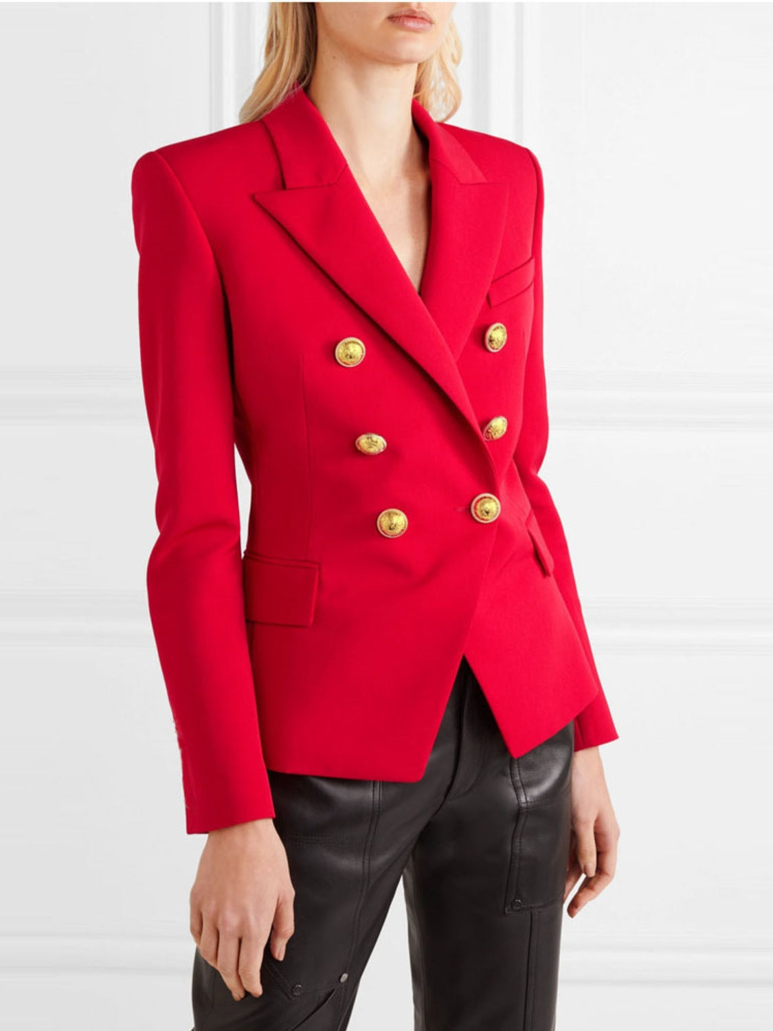 Lapel Collar Long Sleeve Blazer-TOPS / DRESSES-[Adult]-[Female]-Red-S-2022 Online Blue Zone Planet