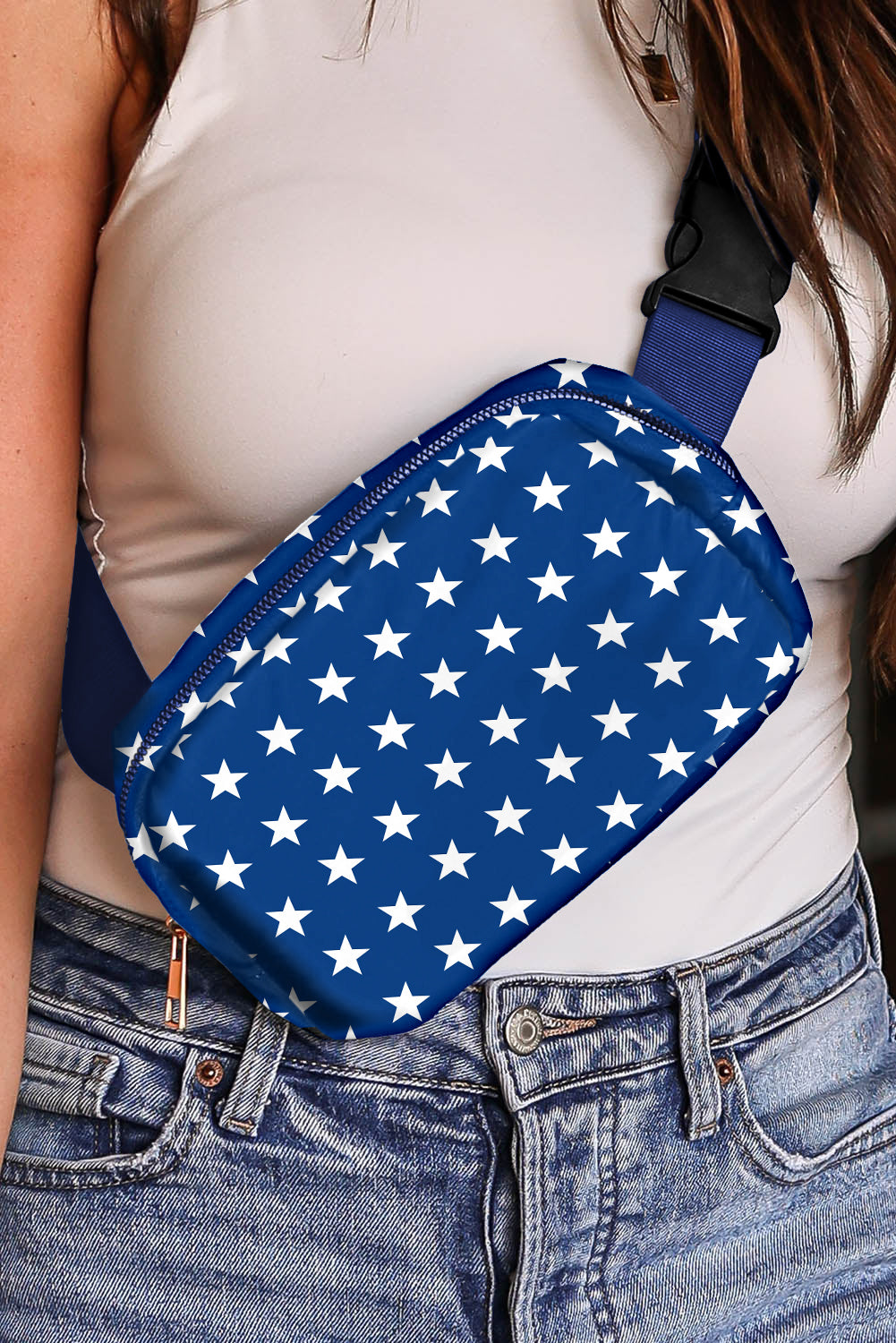 Bluing Independent Day Flag Star Printed Crossbody Bag-Shoes & Bags/Crossbody Bags-[Adult]-[Female]-2022 Online Blue Zone Planet