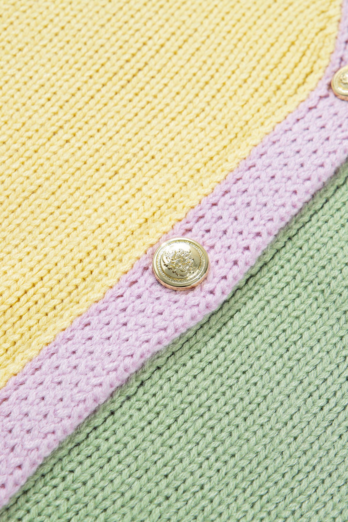 Yellow V Neck Drop Shoulder Patchwork Regular Wash Knitwear Cardigan-Sweaters & Cardigans/Cardigans-[Adult]-[Female]-2022 Online Blue Zone Planet