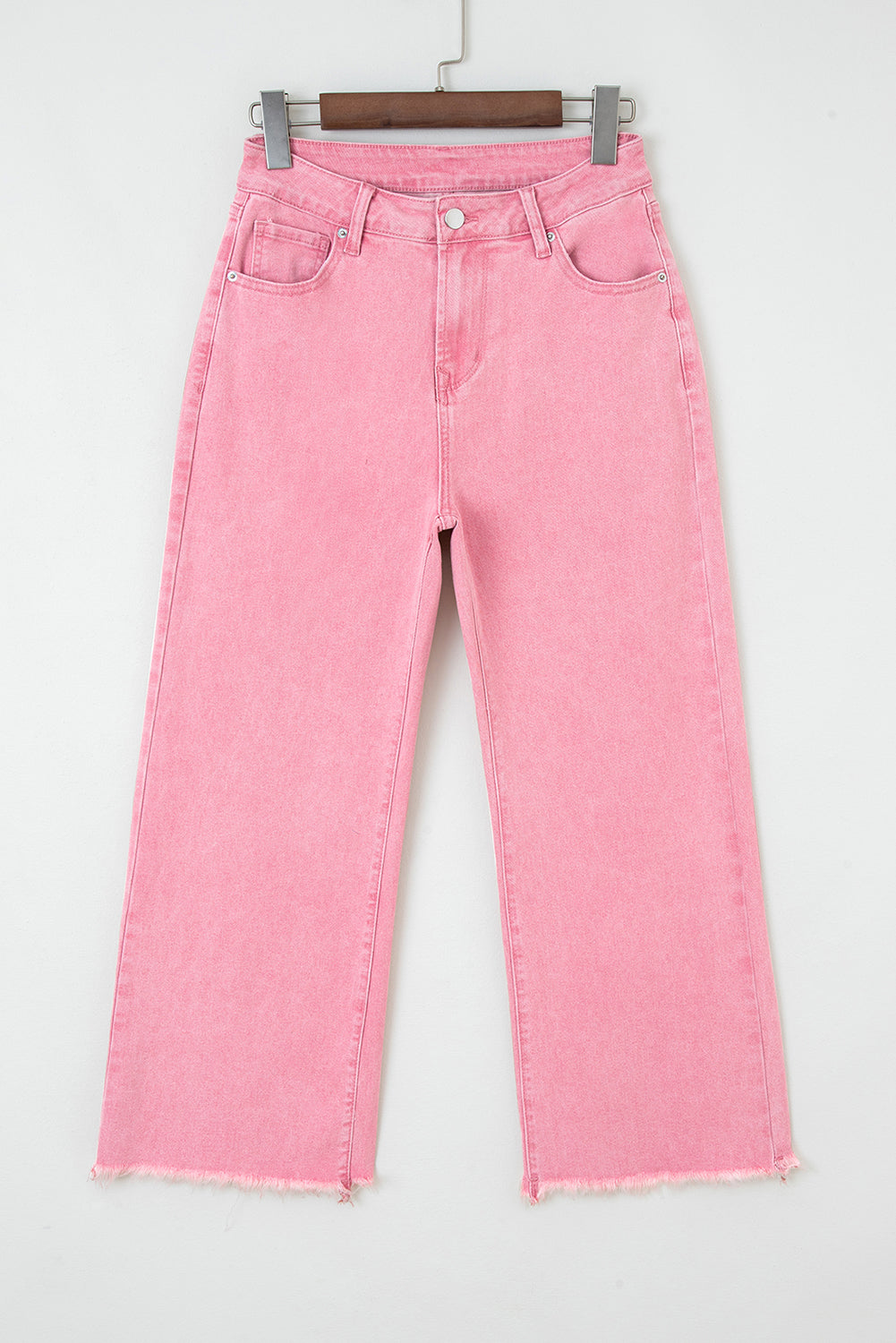 Peach Blossom Acid Washed High Rise Cropped Wide Leg Jeans-Bottoms/Jeans-[Adult]-[Female]-2022 Online Blue Zone Planet
