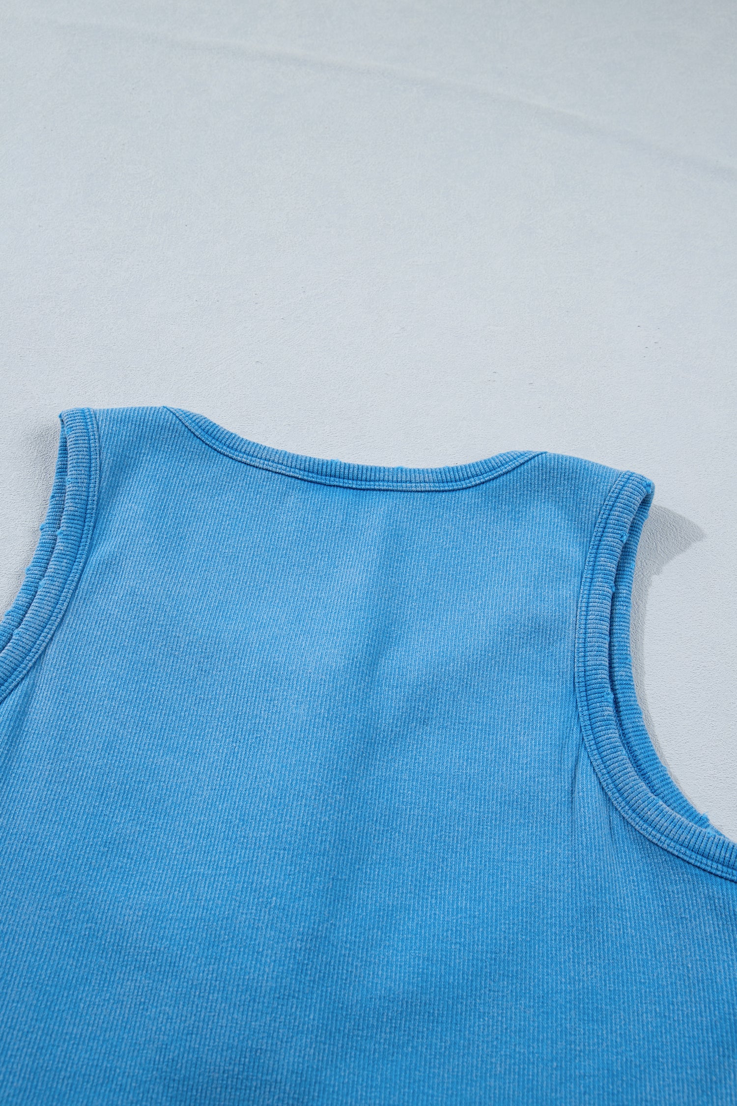 Bright Pink Vintage Distressed Ribbed Mineral Wash Tank Top-Tops/Tank Tops-[Adult]-[Female]-2022 Online Blue Zone Planet