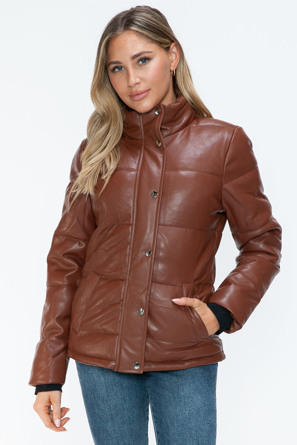 Blue Zone Planet | YMI Pocketed Zip Up Turtleneck Puffer Jacket-TOPS / DRESSES-[Adult]-[Female]-Brandy-S-2022 Online Blue Zone Planet