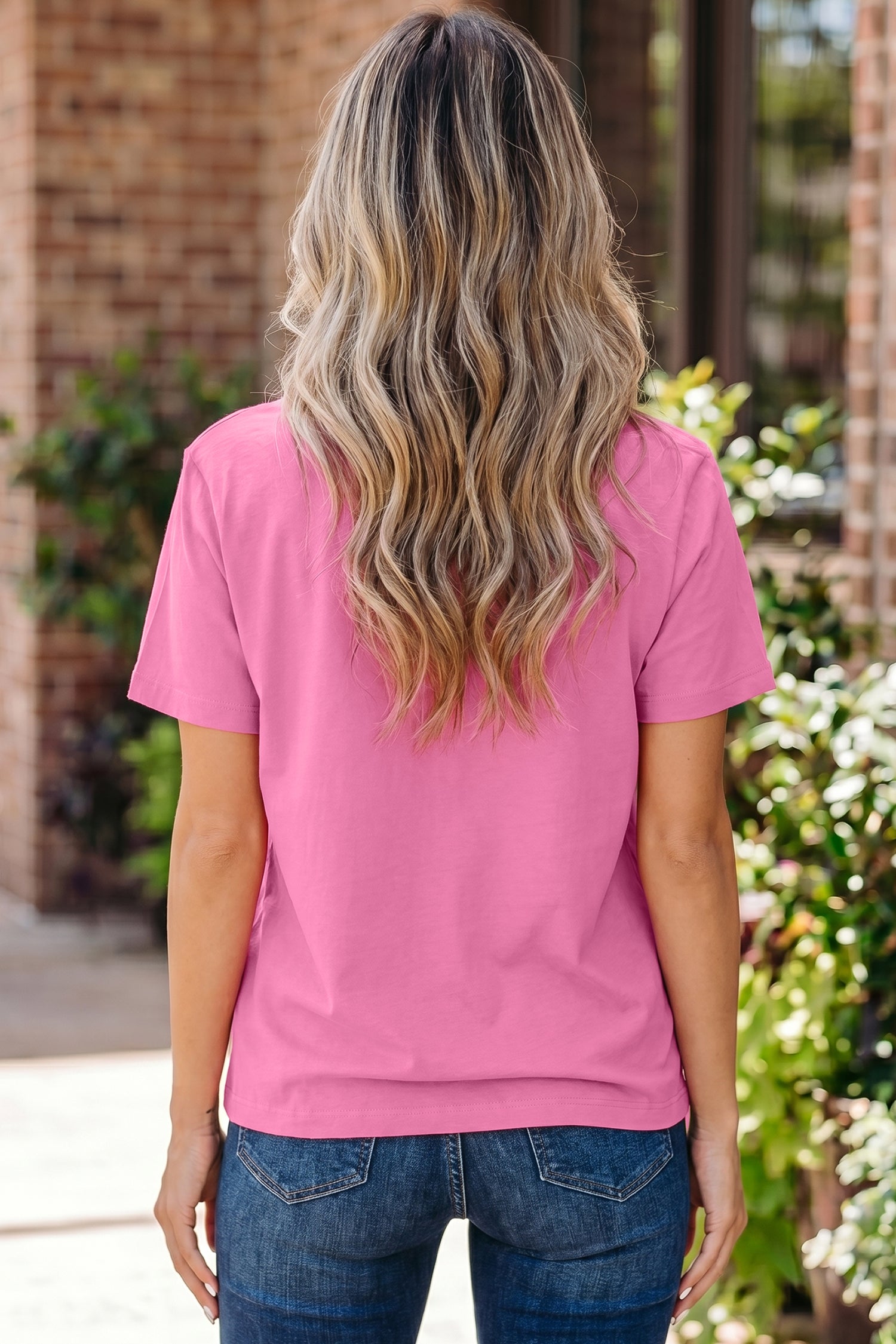 Pink Solid Color High Neck Oversize Tee-Tops/Tops & Tees-[Adult]-[Female]-2022 Online Blue Zone Planet