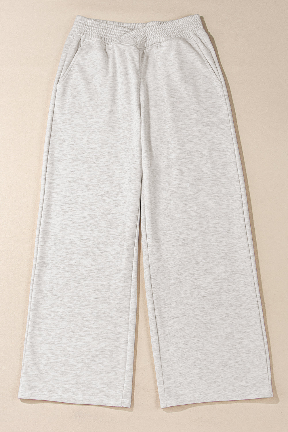 Blue Zone Planet | Light Grey Cross-Waist Wide Leg Lounge Pants-Pants-[Adult]-[Female]-2022 Online Blue Zone Planet