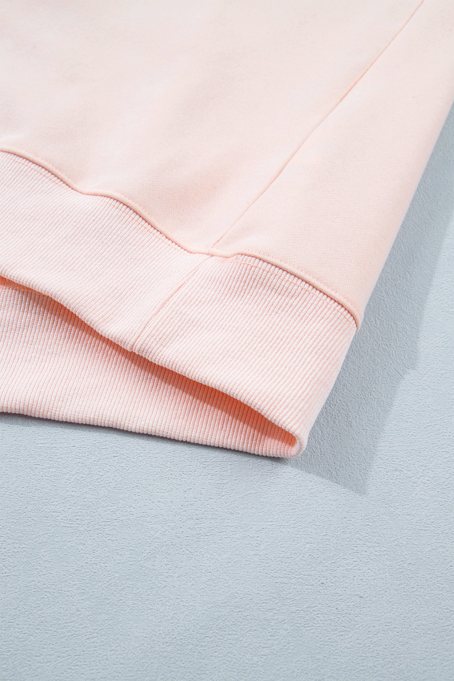 Light Pink BLESSED Embroidered Trim Patch Graphic Plus Size Mock Neck Sweatshirt-Plus Size/Plus Size Sweatshirts & Hoodies-[Adult]-[Female]-2022 Online Blue Zone Planet