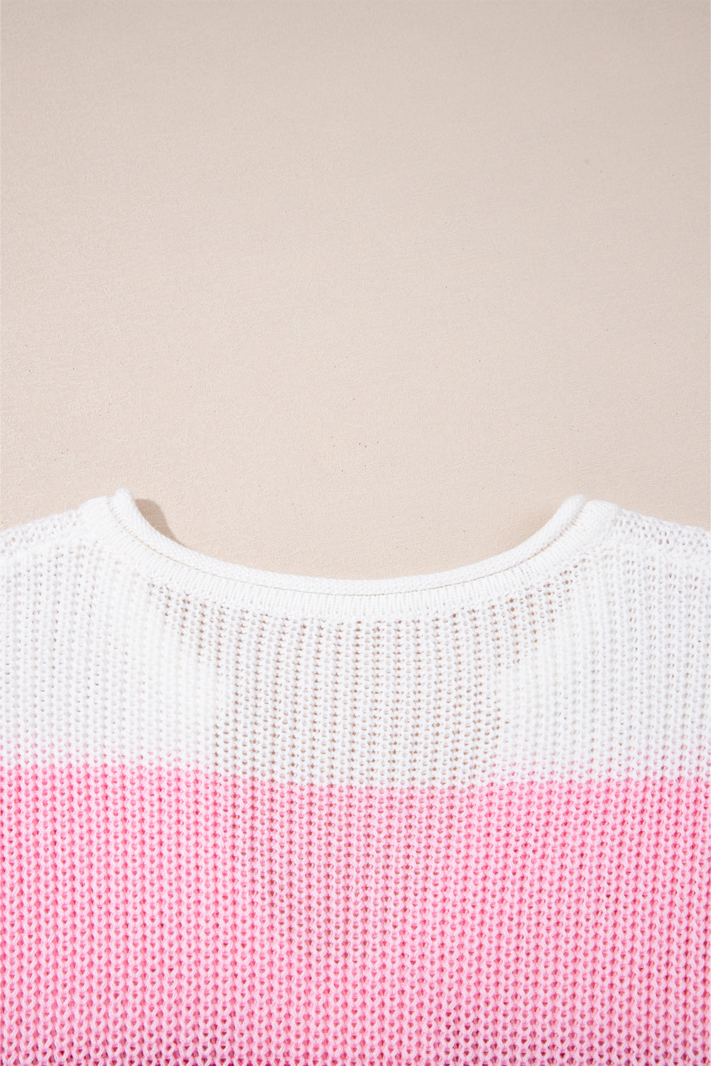 Pink Color Block Notch V Neck Sweater T Shirt-TOPS / DRESSES-[Adult]-[Female]-2022 Online Blue Zone Planet