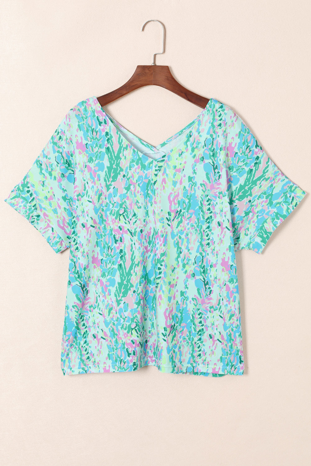 Green Loose Painted Floral Tee-Sale (50% OFF)/$2.99 SALE-[Adult]-[Female]-2022 Online Blue Zone Planet