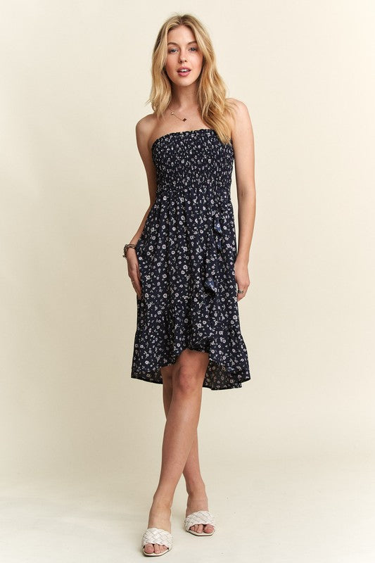 ADORA Smocked Floral Tube Dress with Pockets-TOPS / DRESSES-[Adult]-[Female]-2022 Online Blue Zone Planet