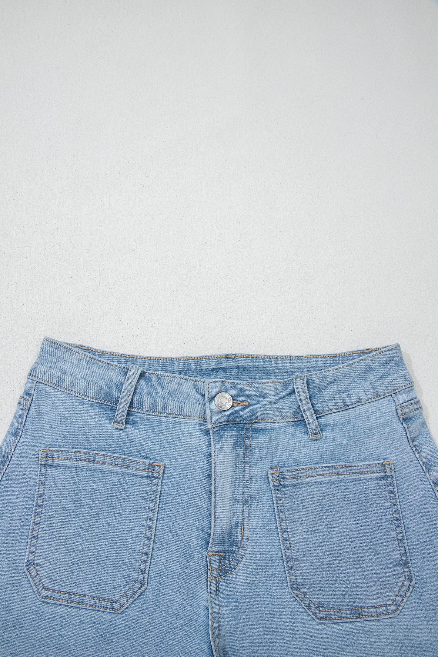 Myosotis High Rise Patch Pocket Denim Shorts-Bottoms/Denim Shorts-[Adult]-[Female]-2022 Online Blue Zone Planet