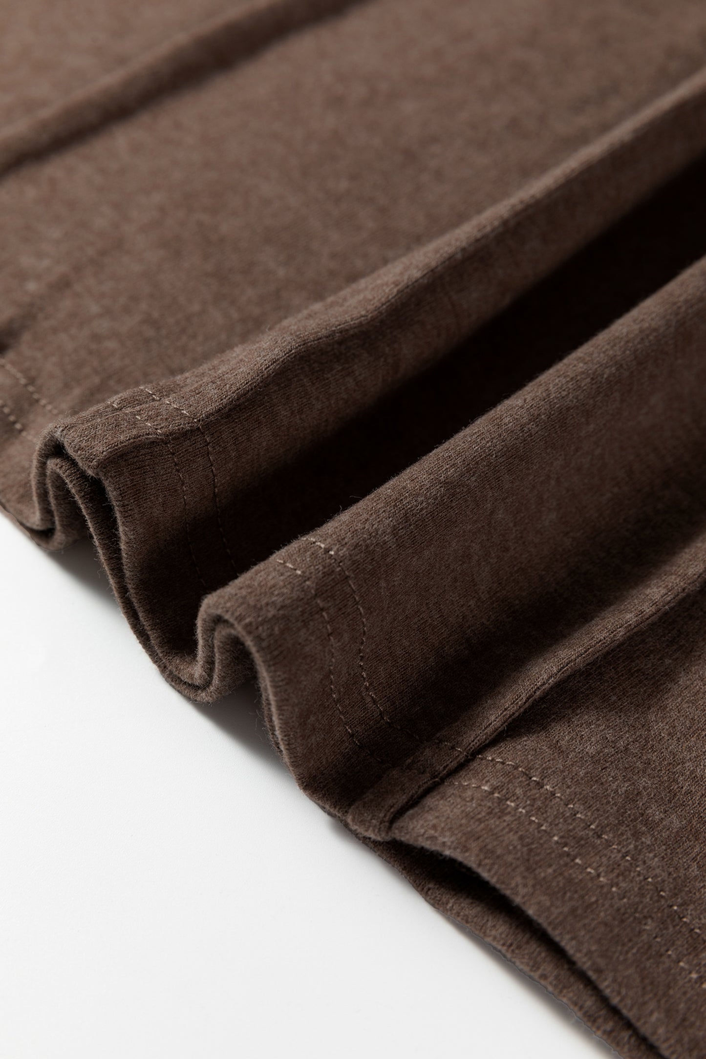 Chicory Coffee Solid Exposed Seam Crew Neck Long Sleeve Top-Tops/Long Sleeve Tops-[Adult]-[Female]-2022 Online Blue Zone Planet