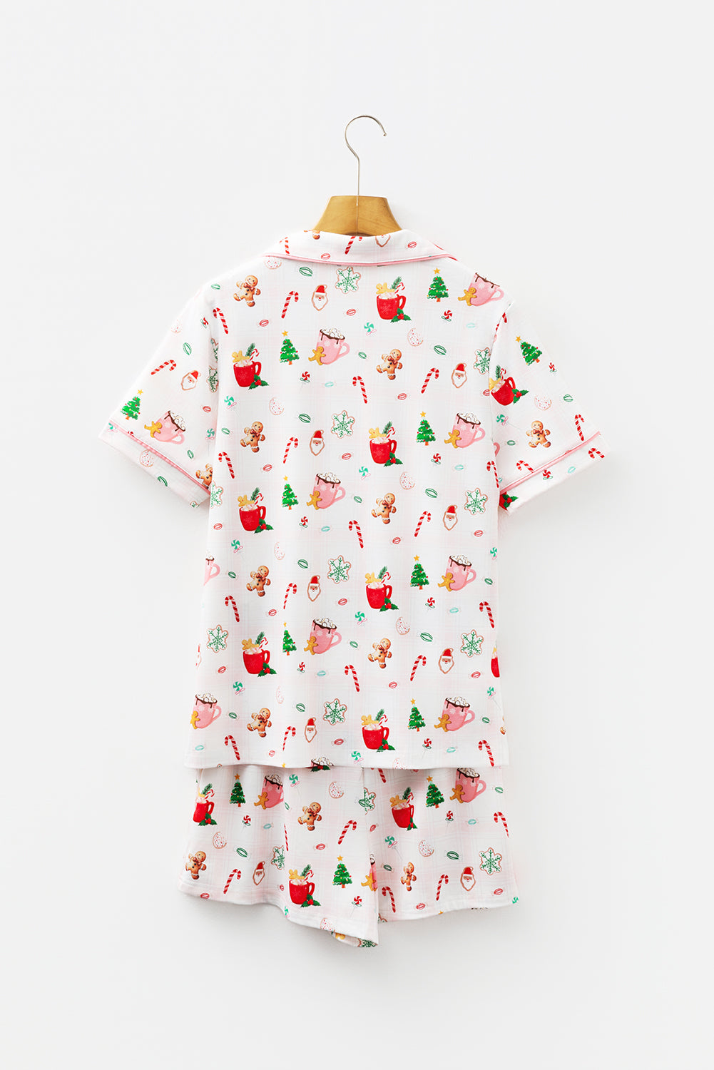 White Christmas Spirits Shirt Style 2pcs Short Pajama Set-Loungewear & Sleepwear/Sleepwear-[Adult]-[Female]-2022 Online Blue Zone Planet