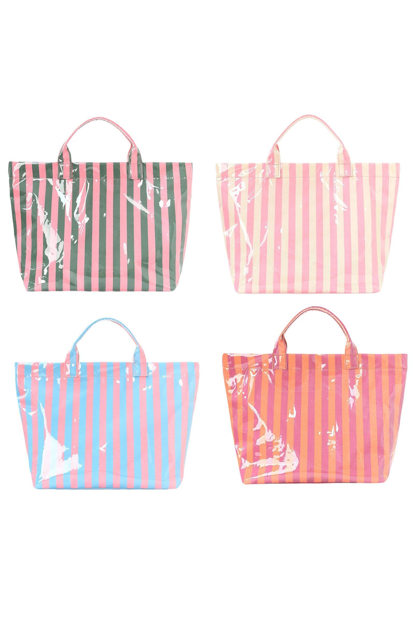 Blackish Green Glossy Striped Vinyl Large Tote Bag-Shoes & Bags/Handbags-[Adult]-[Female]-2022 Online Blue Zone Planet