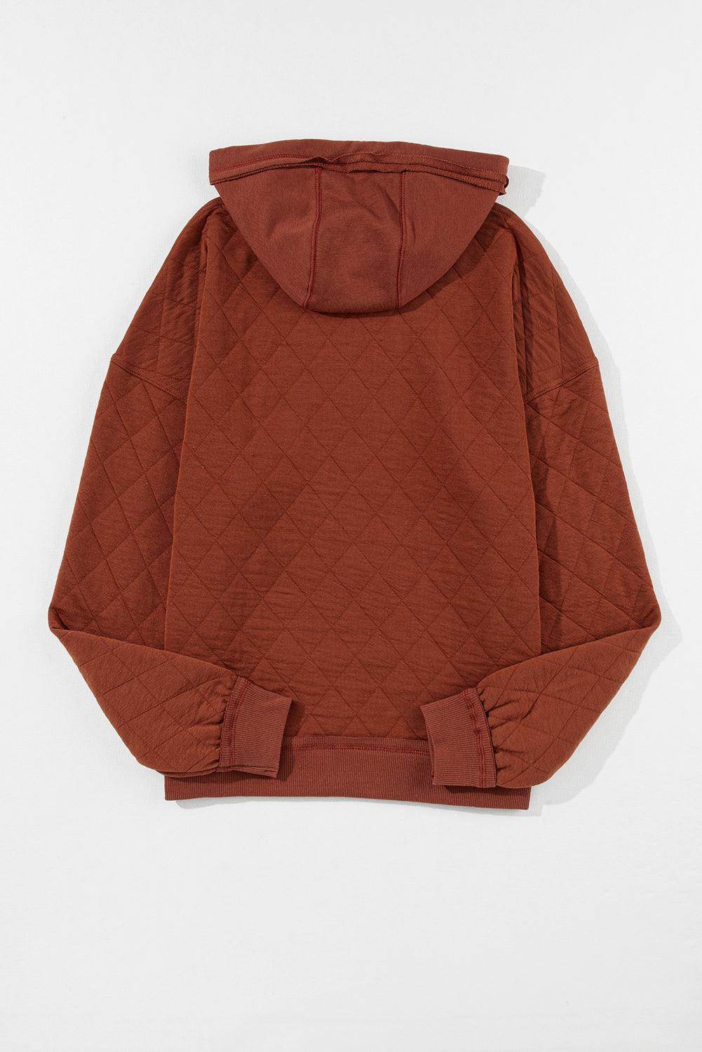 Chestnut Quilted Patchwork Exposed Seam Hoodie-Tops / Dresses-[Adult]-[Female]-2022 Online Blue Zone Planet