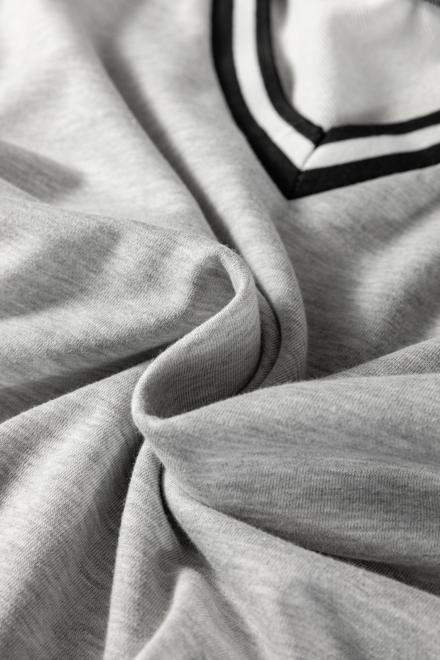 Light Grey Striped Trim V Neck Long Sleeve Preppy T Shirt Dress-TOPS / DRESSES-[Adult]-[Female]-2022 Online Blue Zone Planet