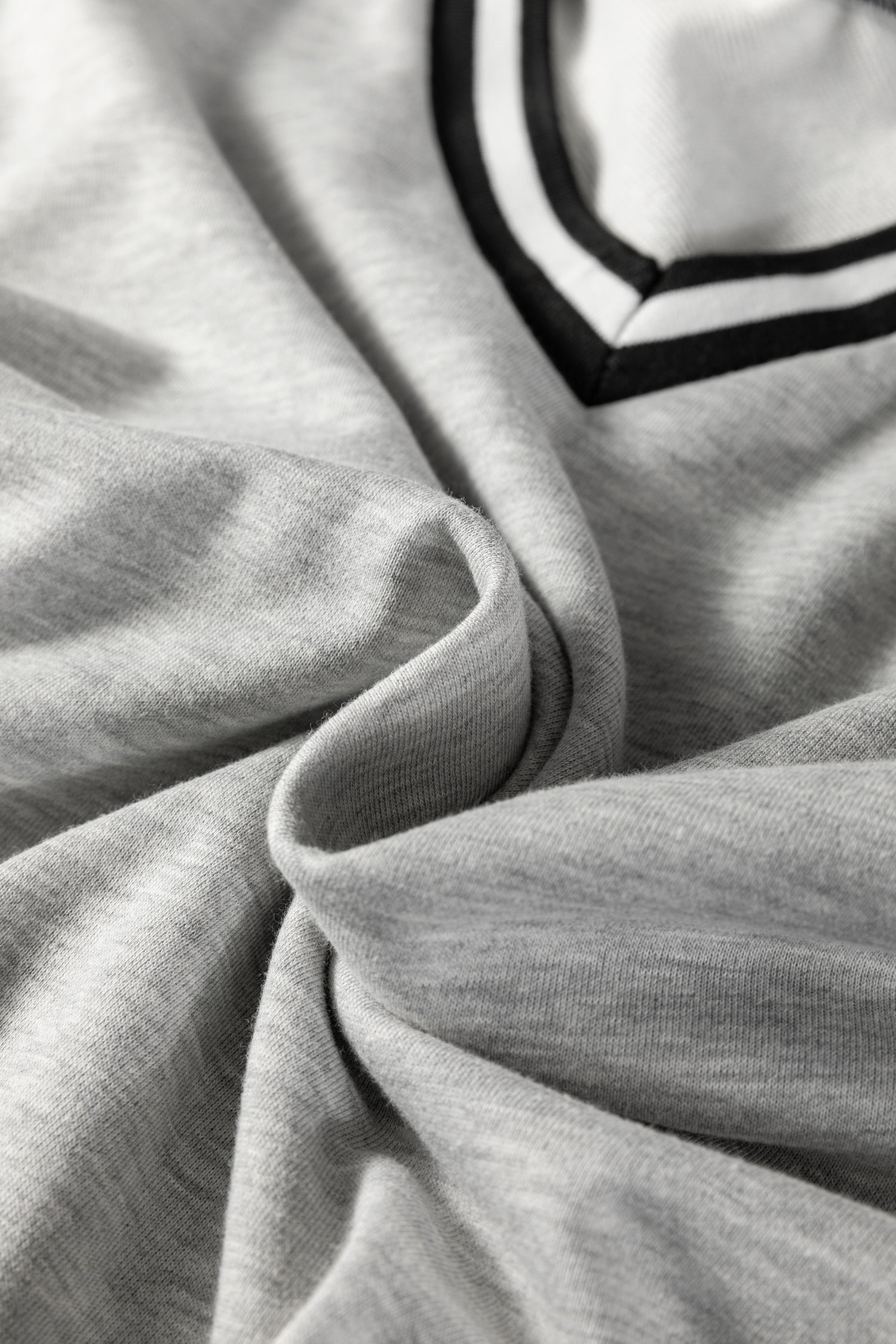 Light Grey Striped Trim V Neck Long Sleeve Preppy T Shirt Dress-TOPS / DRESSES-[Adult]-[Female]-2022 Online Blue Zone Planet