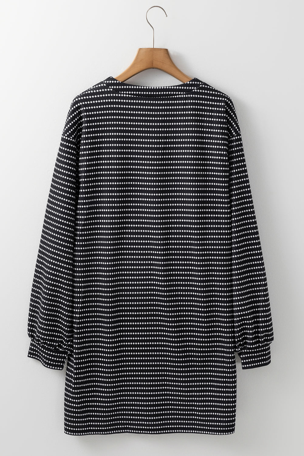 Blue Zone Planet | Black Striped V Neck Long Puff Sleeve Shift Dress-TOPS / DRESSES-[Adult]-[Female]-2022 Online Blue Zone Planet