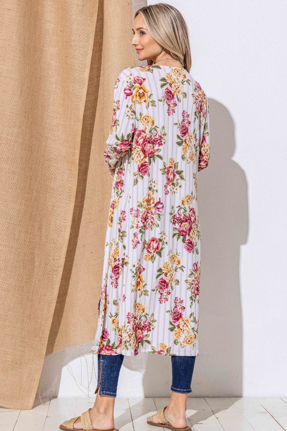 And The Why Floral Kimono Open Front Longline Cardigan-TOPS / DRESSES-[Adult]-[Female]-2022 Online Blue Zone Planet