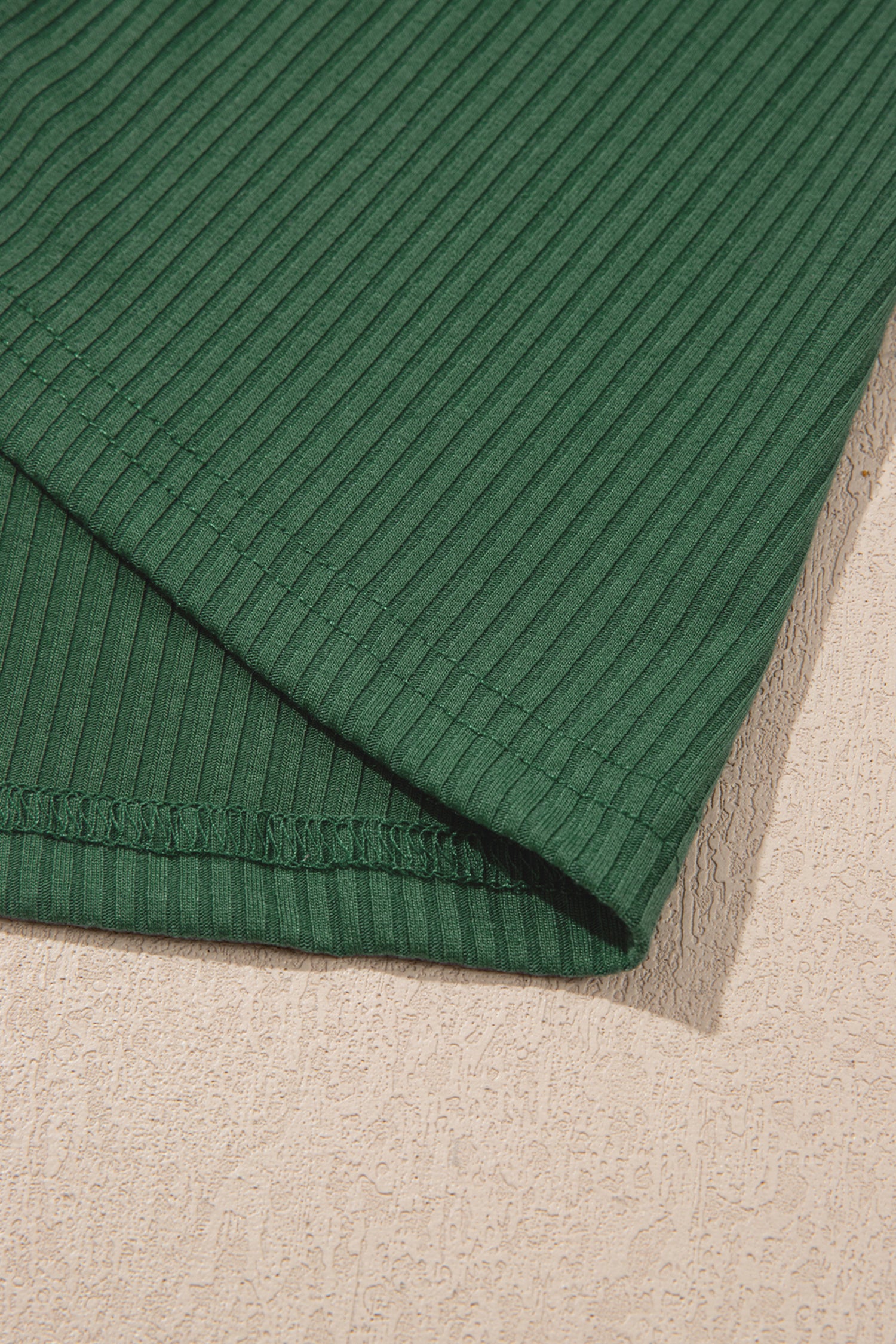 Blackish Green Solid Color Ribbed Ruffled Short Sleeve T Shirt-Tops/Tops & Tees-[Adult]-[Female]-2022 Online Blue Zone Planet