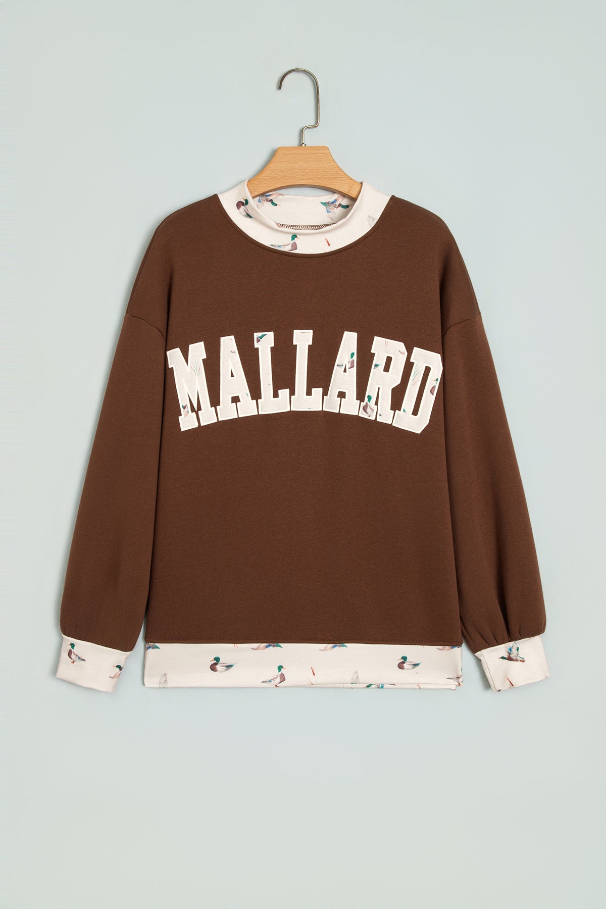 Coffee Western Contrast Detail Letter Graphic Baggy Sweatshirt-Tops/Sweatshirts & Hoodies-[Adult]-[Female]-2022 Online Blue Zone Planet