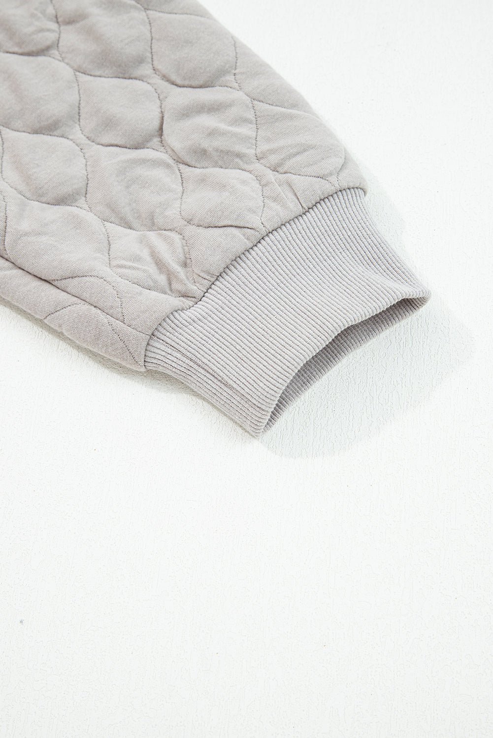 Gray Quilted Quarter Zip Plus Size Hoodie-Plus Size/Plus Size Sweatshirts & Hoodies-[Adult]-[Female]-2022 Online Blue Zone Planet