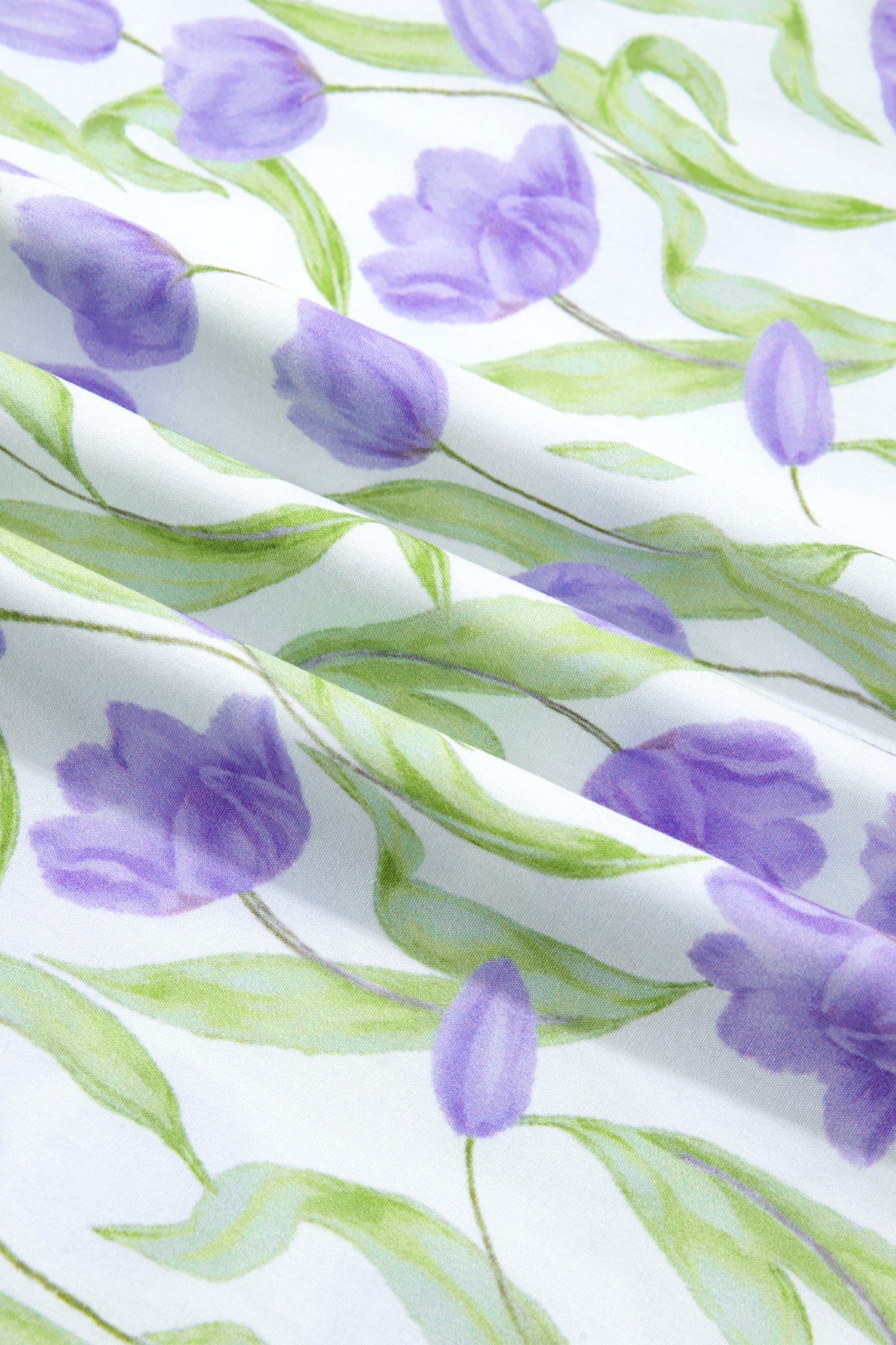 Purple Tulip Floral Print Contrast Trim Midi Dress-TOPS / DRESSES-[Adult]-[Female]-2022 Online Blue Zone Planet