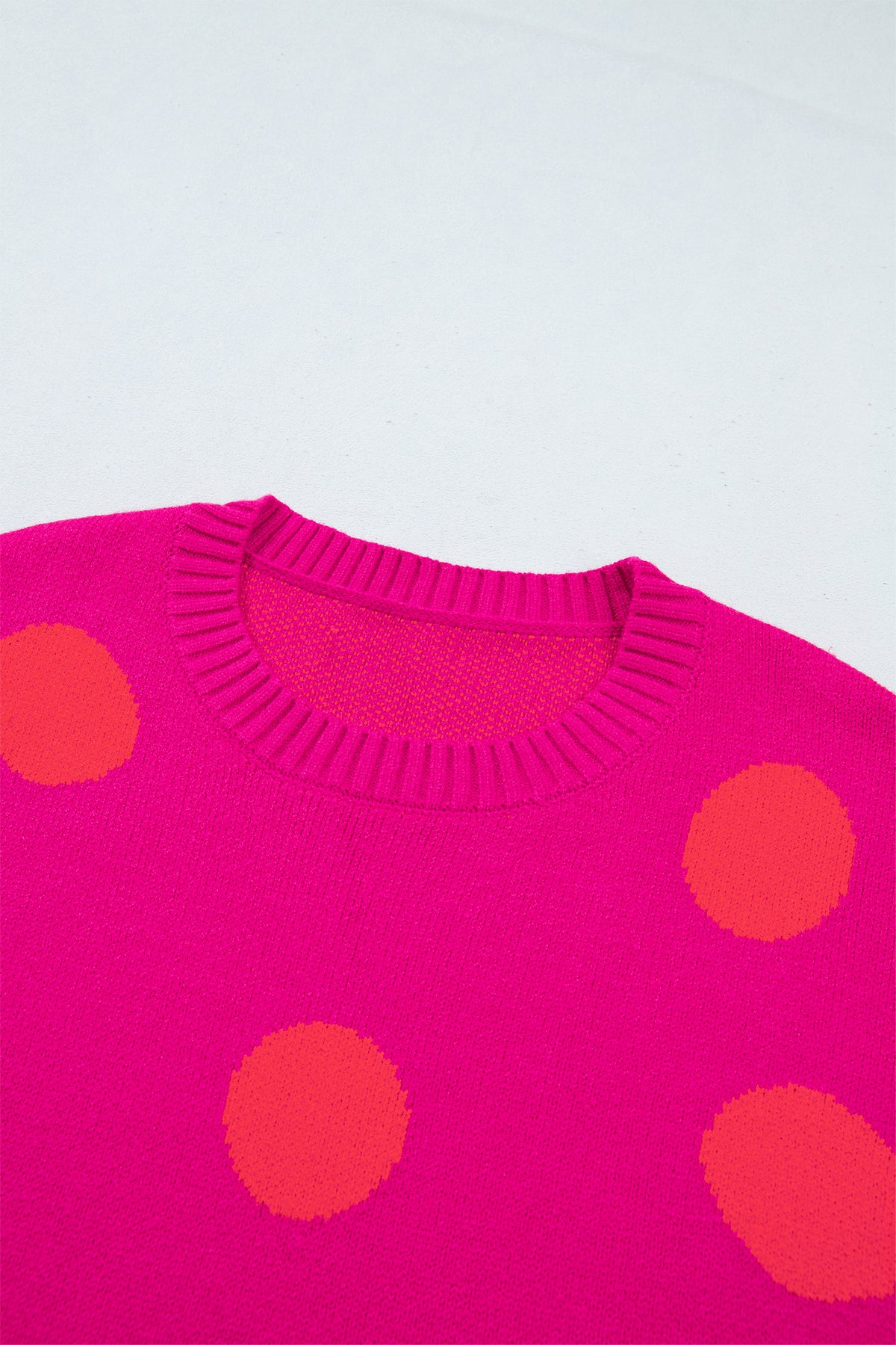 Strawberry Pink Playful Cozy Polka Dot Sweater-Sweaters & Cardigans/Sweaters-[Adult]-[Female]-2022 Online Blue Zone Planet