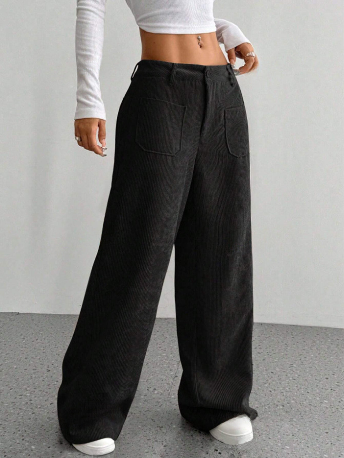 Wide Leg Pants with Pockets-BOTTOMS SIZES SMALL MEDIUM LARGE-[Adult]-[Female]-2022 Online Blue Zone Planet