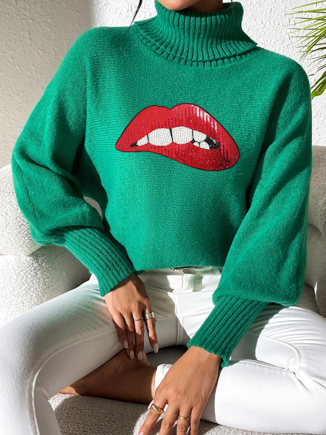 Lip Turtleneck Long Sleeve Sweater-TOPS / DRESSES-[Adult]-[Female]-2022 Online Blue Zone Planet