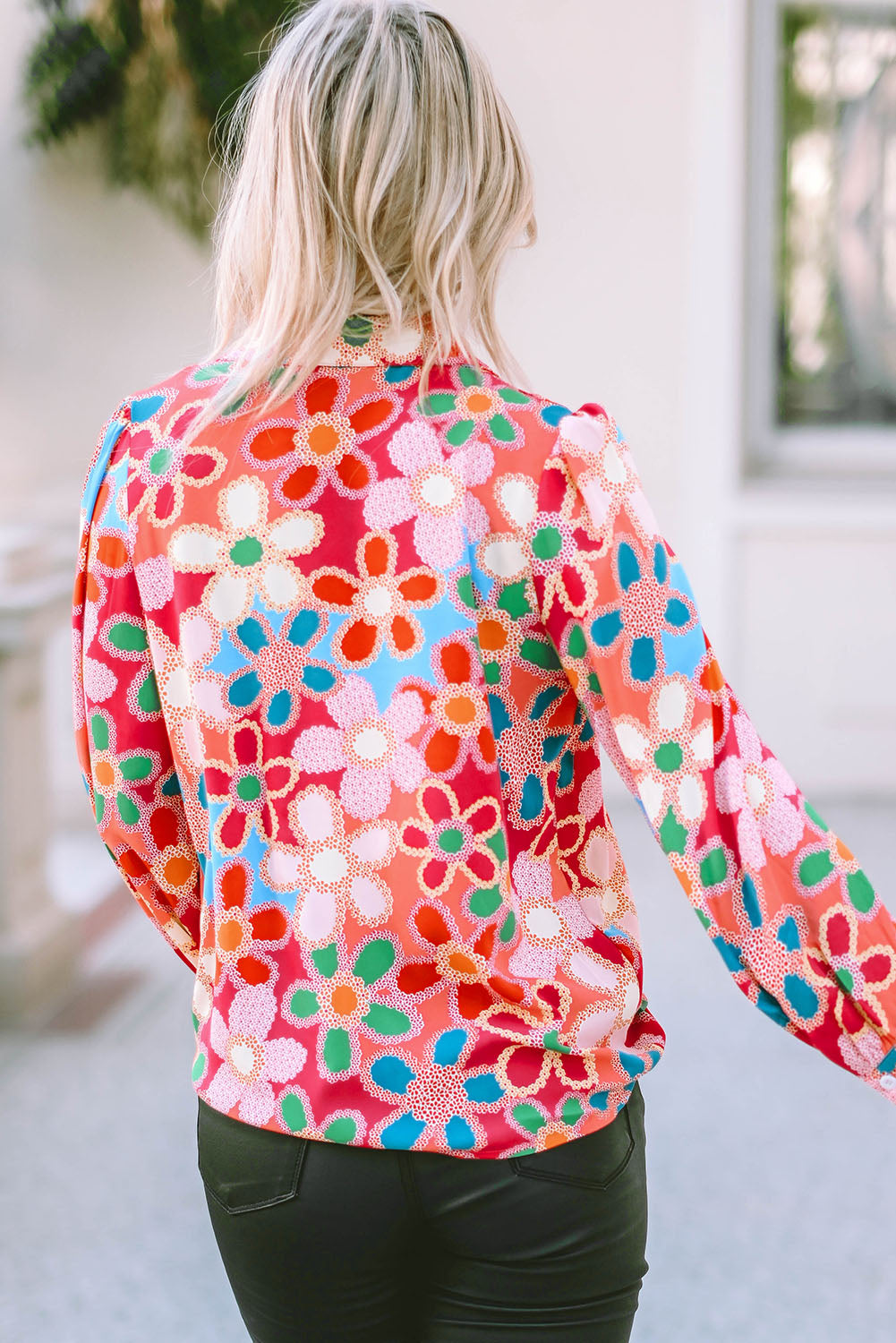 Multicolor Floral Print Bubble Sleeve Shirt-Sale (50% OFF)/30% OFF-[Adult]-[Female]-2022 Online Blue Zone Planet