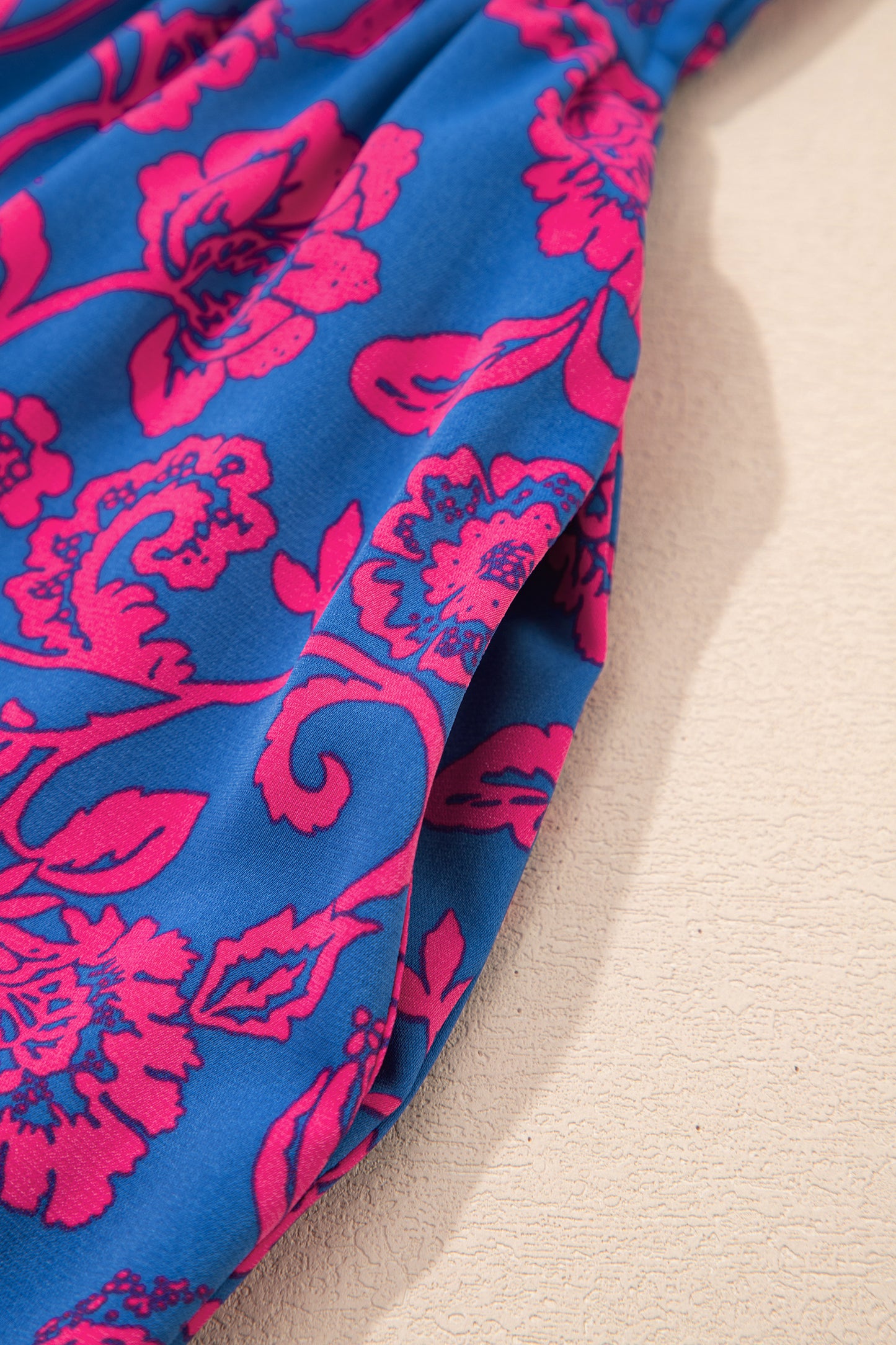Blue Floral Print Twisted V Neck Tied Backless Maxi Dress-TOPS / DRESSES-[Adult]-[Female]-2022 Online Blue Zone Planet