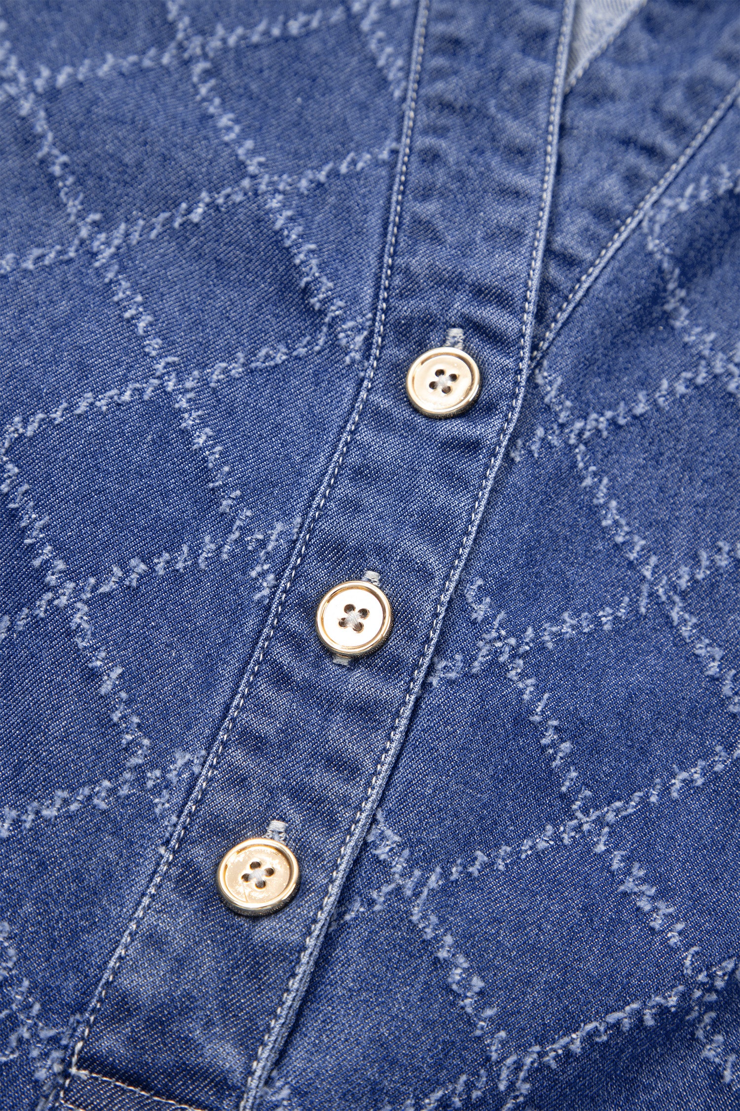 Sail Blue Rhombus Textured Collar Buttoned V Neck Denim Sleeveless Mini Dress-TOPS / DRESSES-[Adult]-[Female]-2022 Online Blue Zone Planet