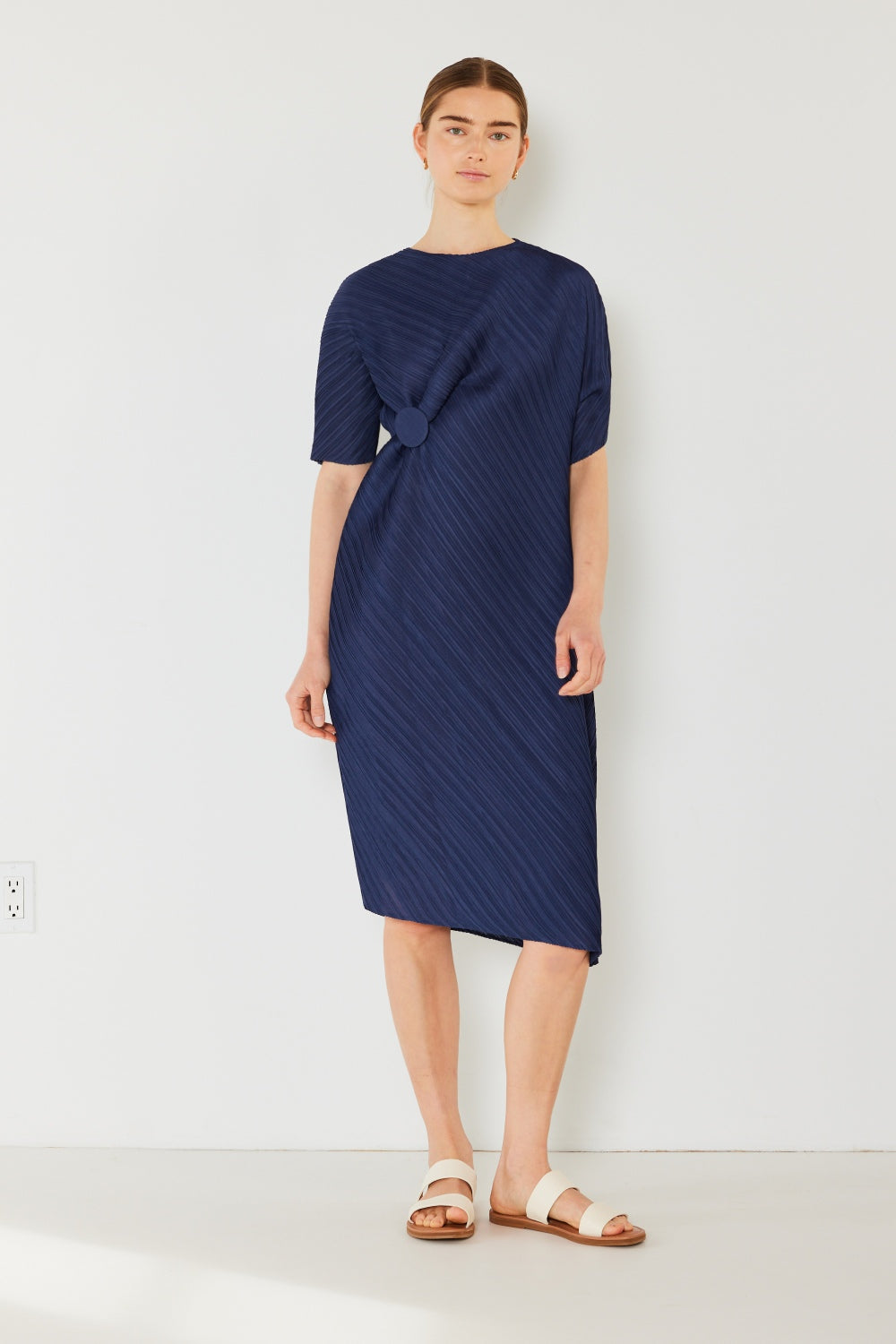 Marina West Swim Pleated Dolman Sleeve Dress-TOPS / DRESSES-[Adult]-[Female]-Navy-S/M-2022 Online Blue Zone Planet