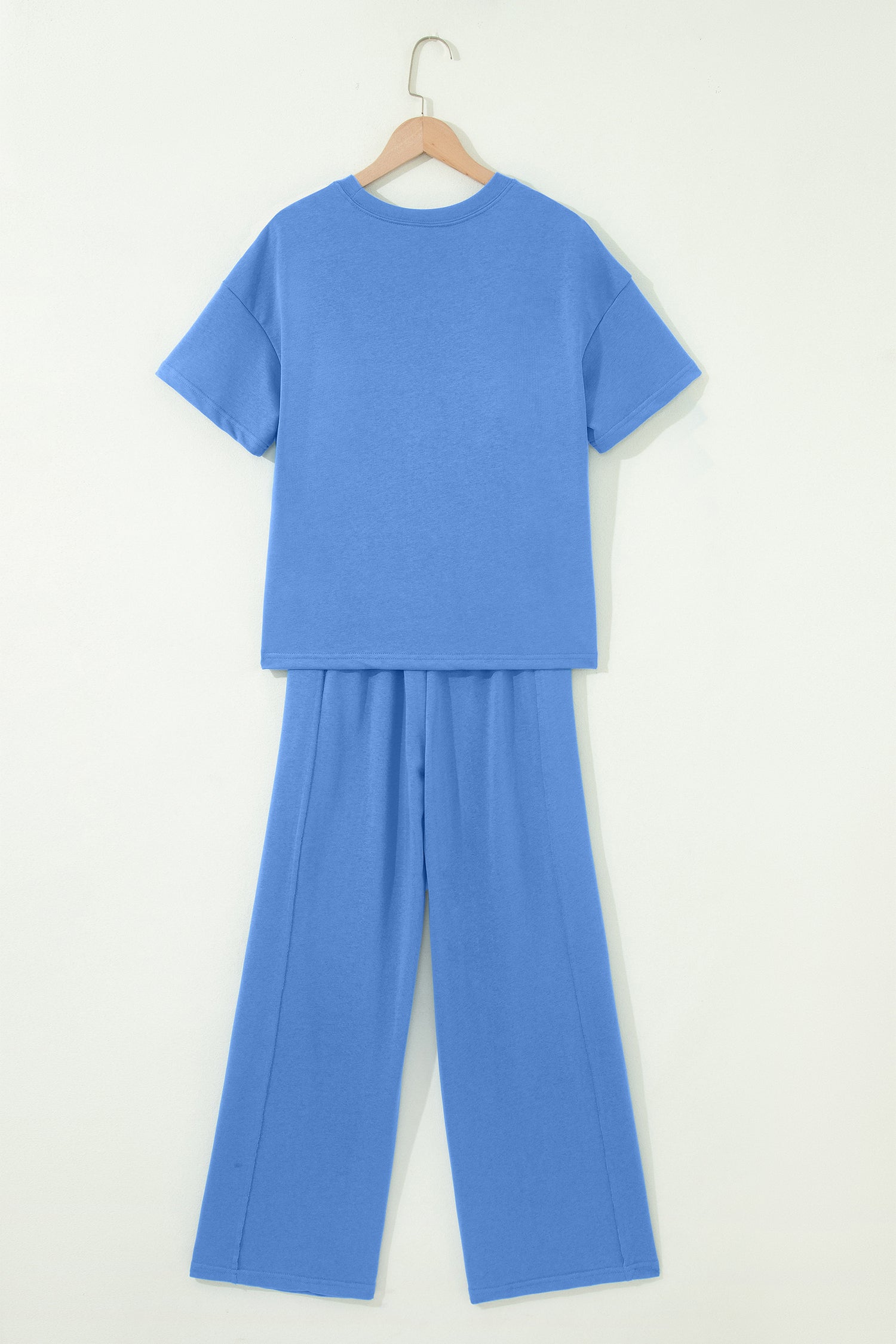 Sachet Pink Solid Cover Oversize Tee Pocketed Casual Pants 2pcs Outfit-Two Piece Sets/Pant Sets-[Adult]-[Female]-2022 Online Blue Zone Planet