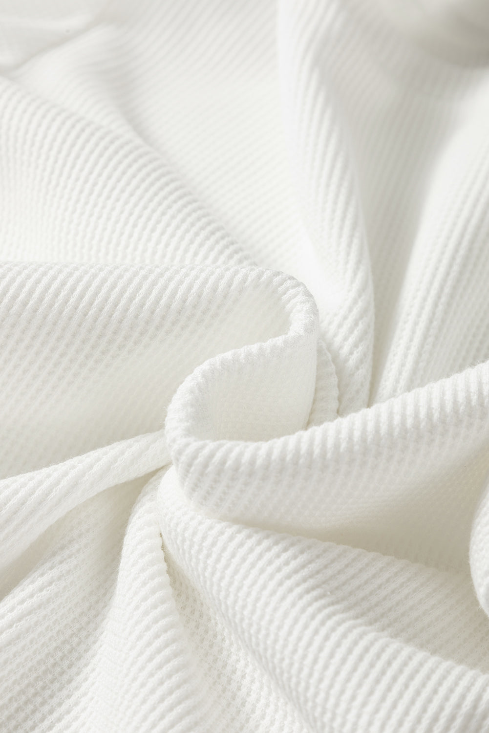 White Rounded Hem Waffle Long Sleeve Top-Tops/Long Sleeve Tops-[Adult]-[Female]-2022 Online Blue Zone Planet