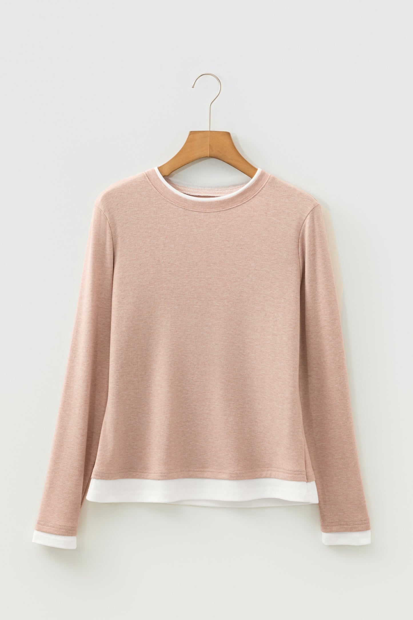 Smoke Gray False Two Piece Color Block Patchwork Long Sleeve Top-Tops/Long Sleeve Tops-[Adult]-[Female]-2022 Online Blue Zone Planet