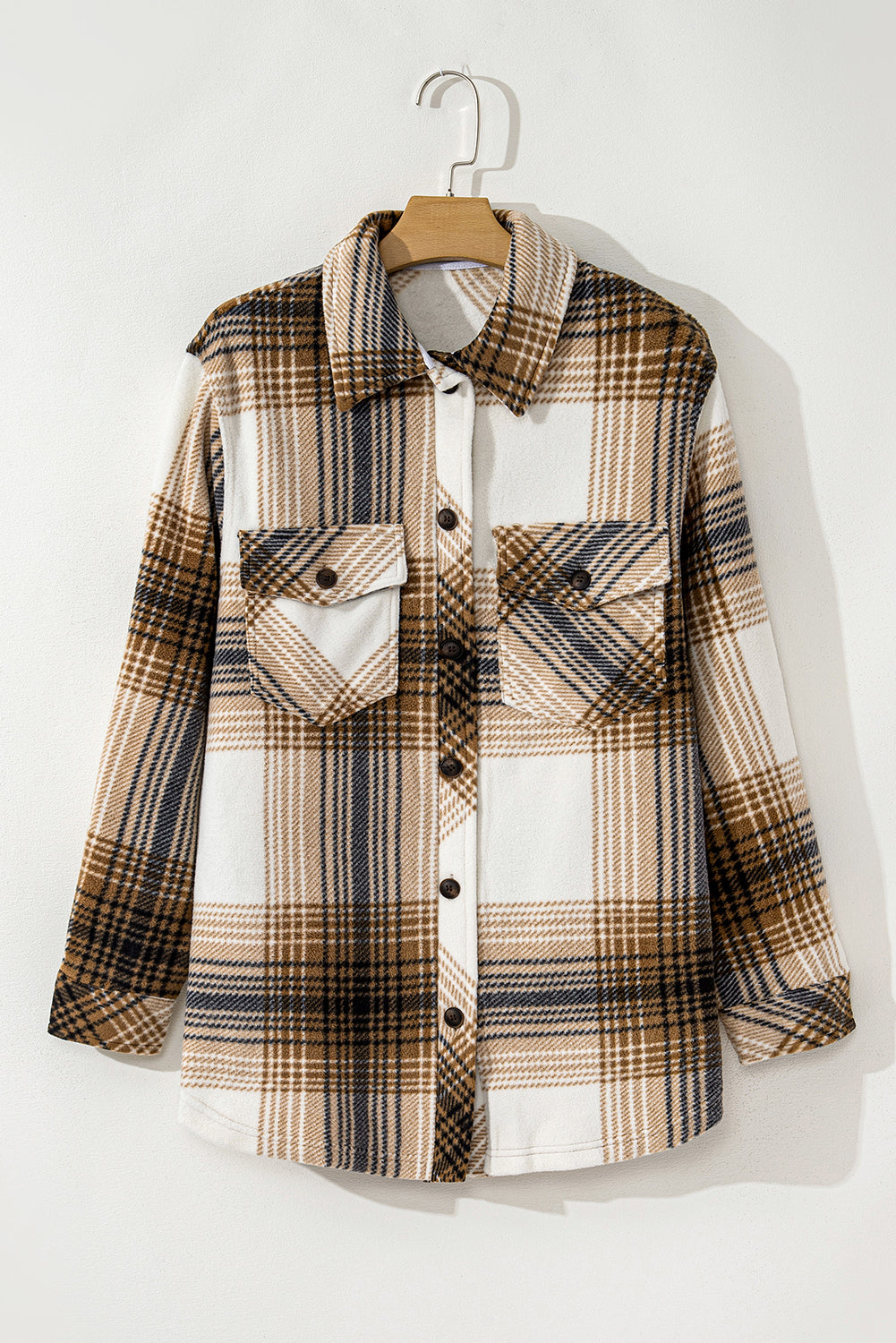 Plaid Button Up Long Sleeve Shacket-TOPS / DRESSES-[Adult]-[Female]-2022 Online Blue Zone Planet