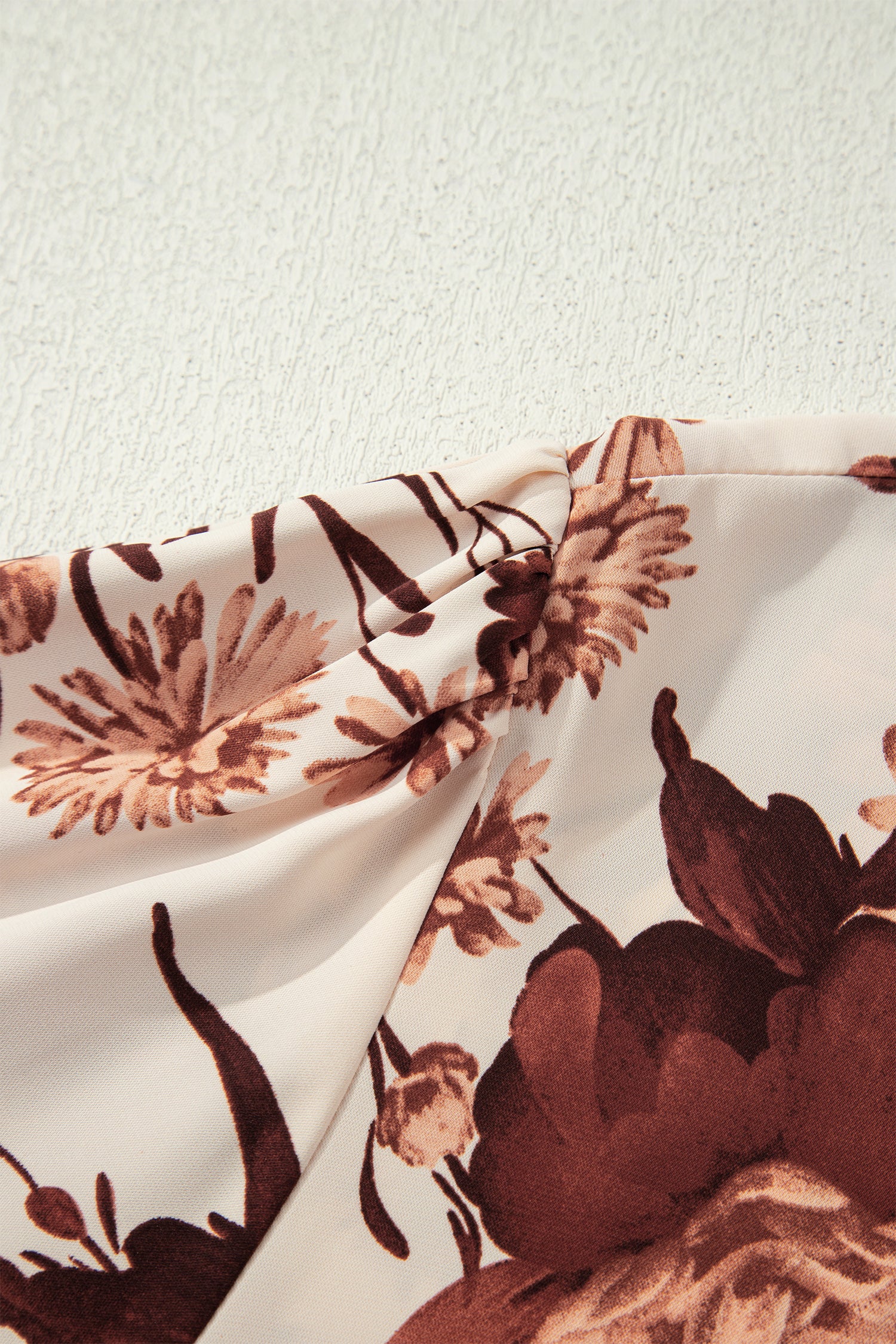 Brown Floral Print Button Down Poet Sleeve Shirt-Tops/Blouses & Shirts-[Adult]-[Female]-2022 Online Blue Zone Planet