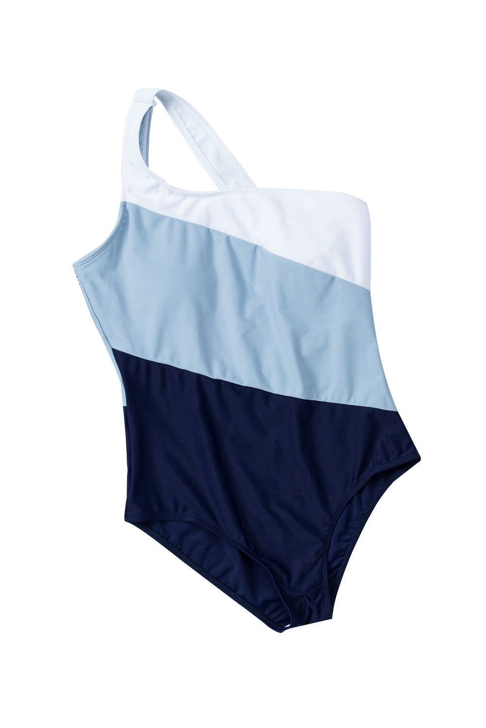 Blue Zone Planet |  Sky Blue Color Block One Shoulder Backless One-piece Swimwear Blue Zone Planet