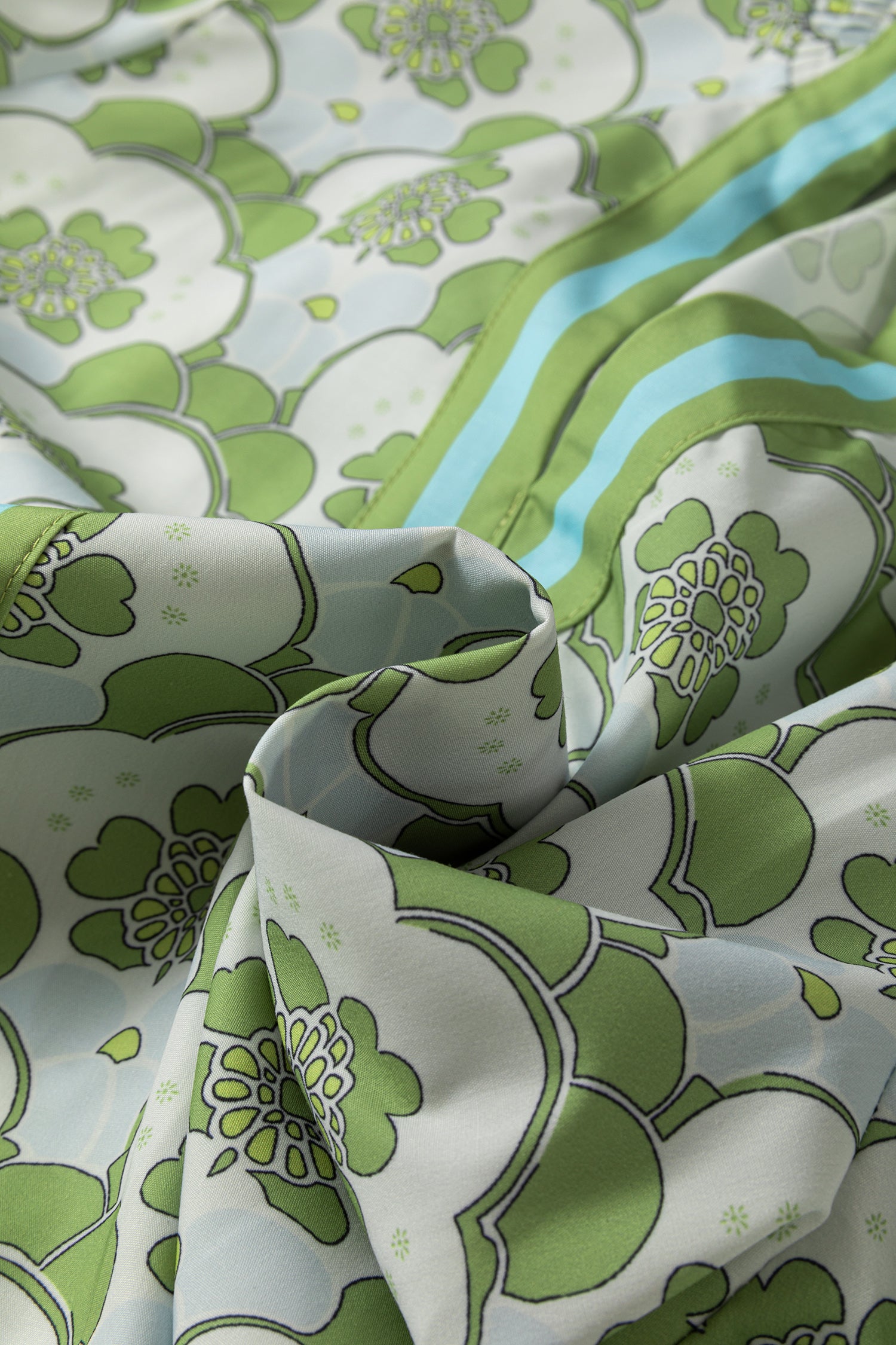 Green Floral Clouds Ruffled Short Sleeve Summer Blouse-Tops/Blouses & Shirts-[Adult]-[Female]-2022 Online Blue Zone Planet