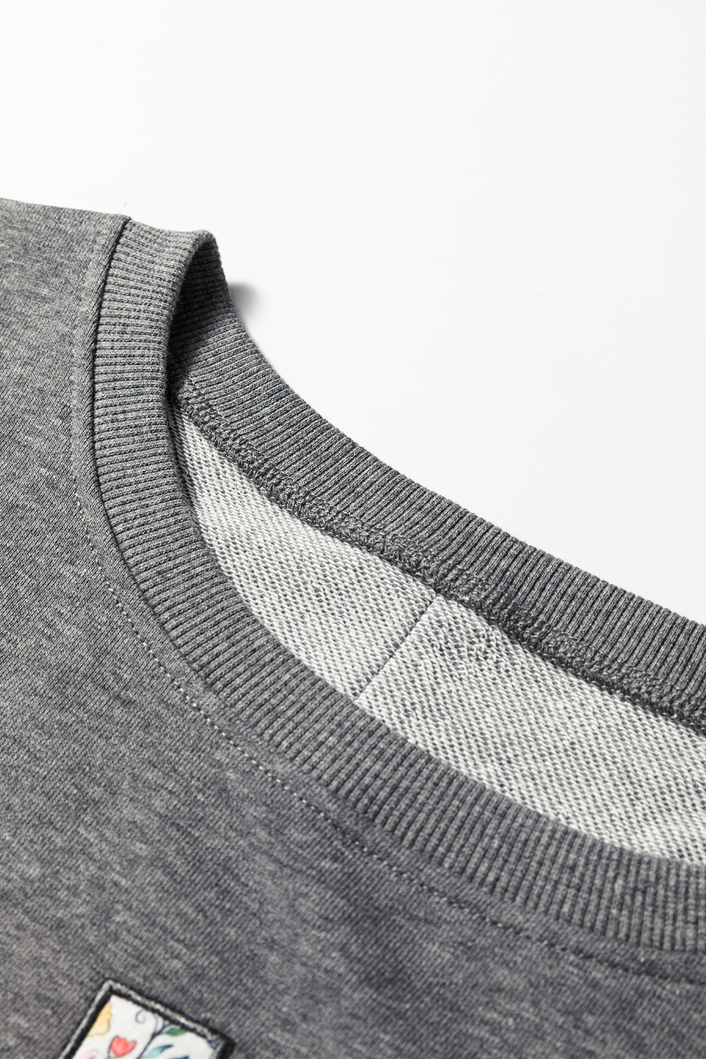 Dark Grey Floral LOVE Graphic Patchwork Uneven Hem Sweatshirt-Sweatshirts & Hoodies-[Adult]-[Female]-2022 Online Blue Zone Planet