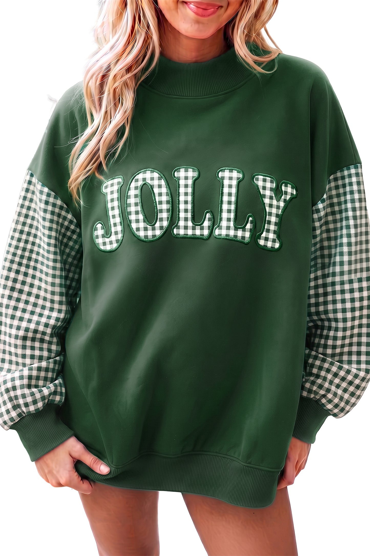 Carrot Gingham Plaid Oversized Pullover Sweatshirt-Tops/Sweatshirts & Hoodies-[Adult]-[Female]-2022 Online Blue Zone Planet