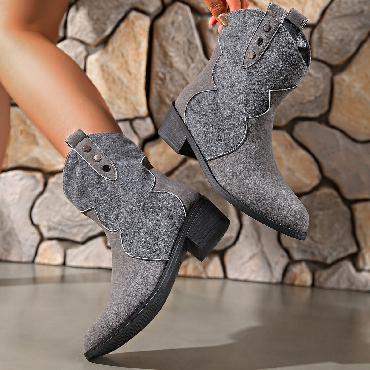 Blue Zone Planet | Suede Point Toe Block Heel Boots-BOOTS-[Adult]-[Female]-2022 Online Blue Zone Planet